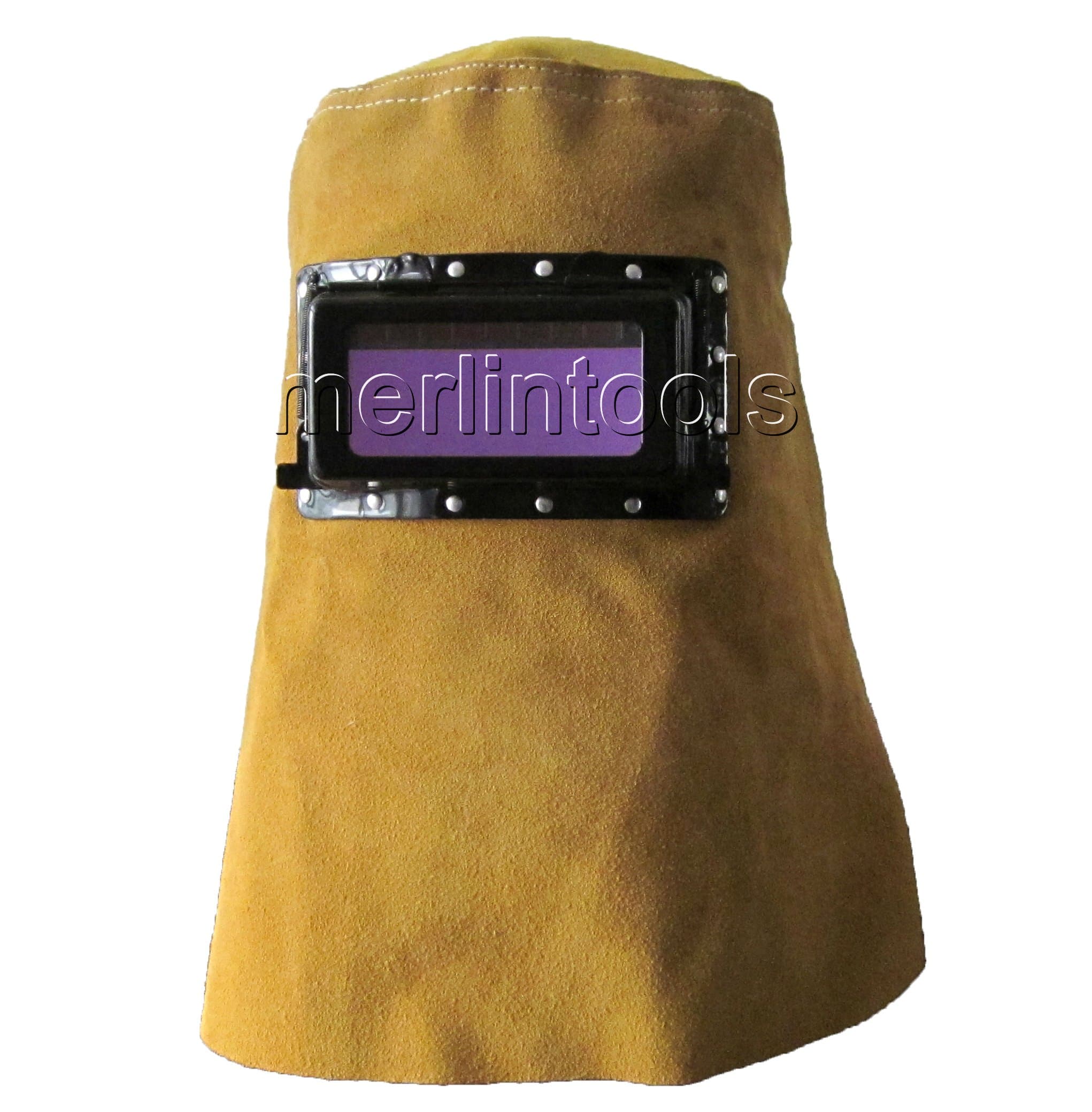 Leather Welding Hood Helmet with Auto Darking Filter Lens