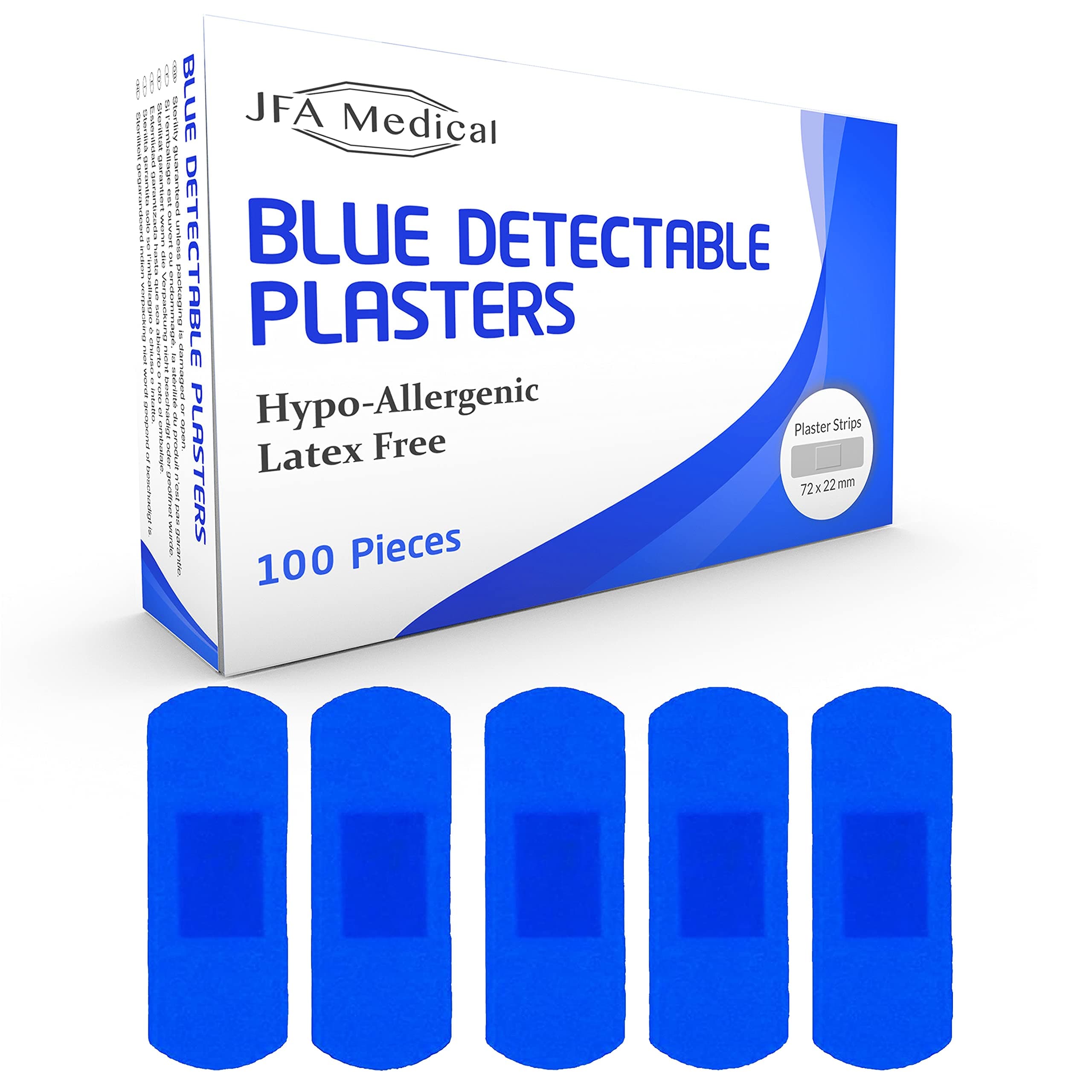 JFA Medical Blue Plasters 100 Plasters per Pack (Large (72 x 22mm))