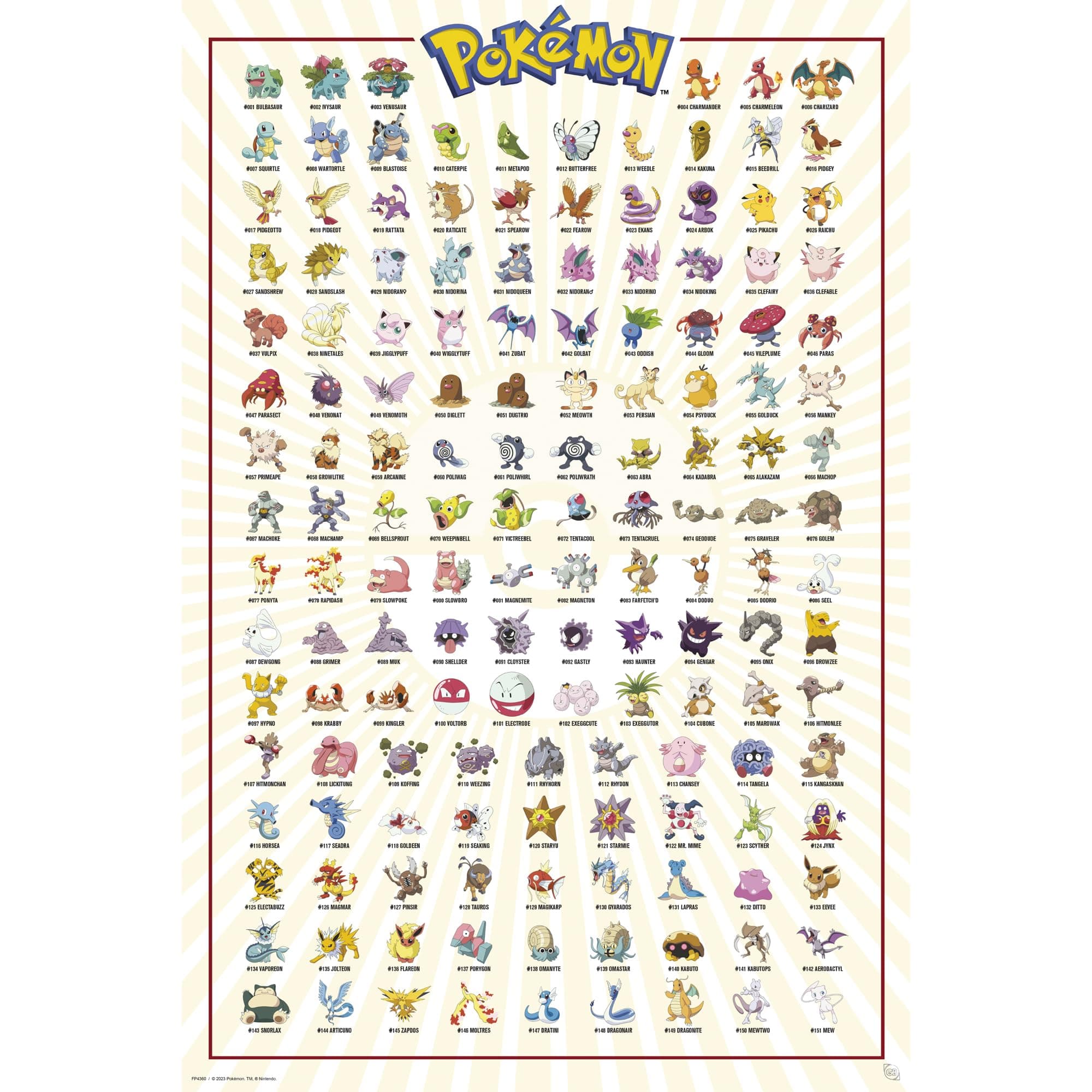 GB eye LTD FP4360 , Kanto 151, Maxi, 61 x 91.5cm, Wood, Pokemon Poster, 65 x 3.5 x 3.5 cm