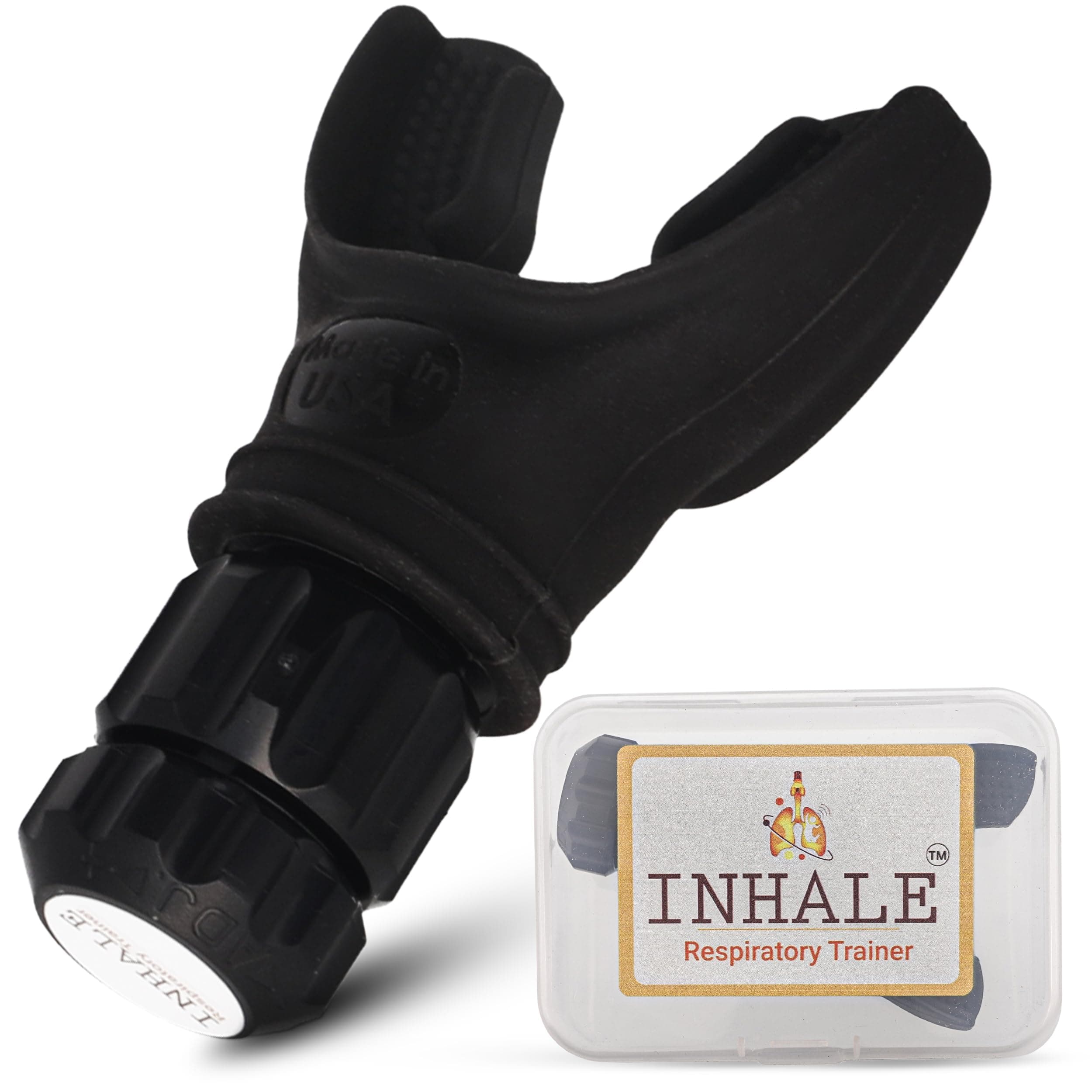 Inhale Respiratory Trainer Breathing Exercise Device - Compact Pure Silicone Lung Exerciser Device, Respiratory Muscle Trainer, Ideal and Adjustable for All, Easy to Clean