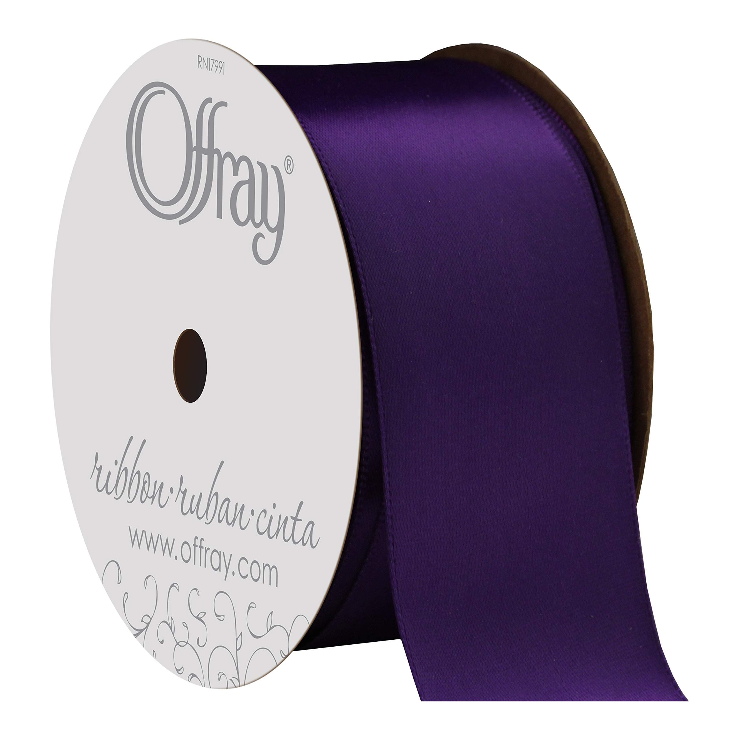 Offray Single Face Satin Craft Ribbon, 1 1/2-Inch x 12-Feet, Regal Purple