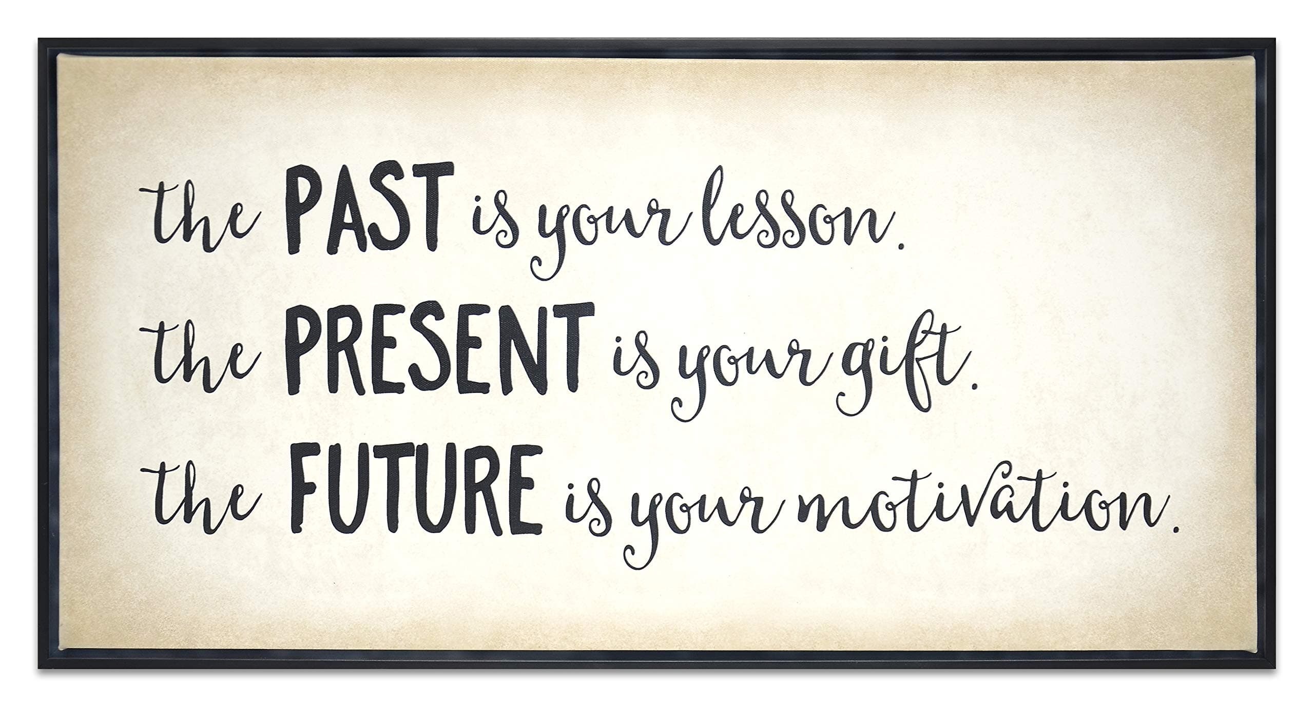 Inspirational Office Wall Art - The Past Is Your Lesson The Present Is Your Gift The Future Is Your Motivation Sign 24x12 Motivational Quote Home Decor Picture Framed Canvas Print Positive Saying