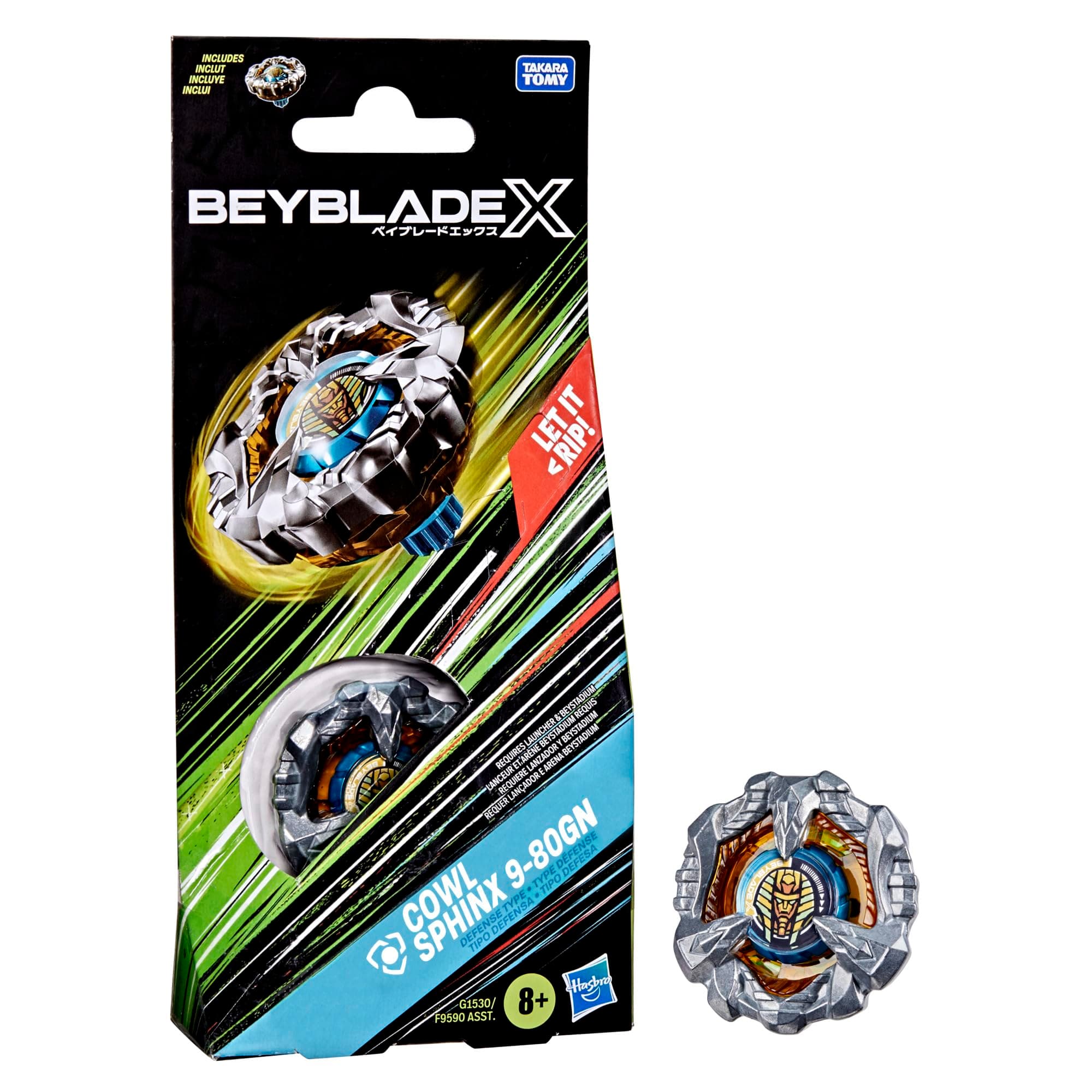 Beyblade X Cowl Sphinx 9-80GN Booster Pack Set with Defense Type Top; Authentic Takara Tomy Battle Tops Games/Toys for Boys and Girls 8+