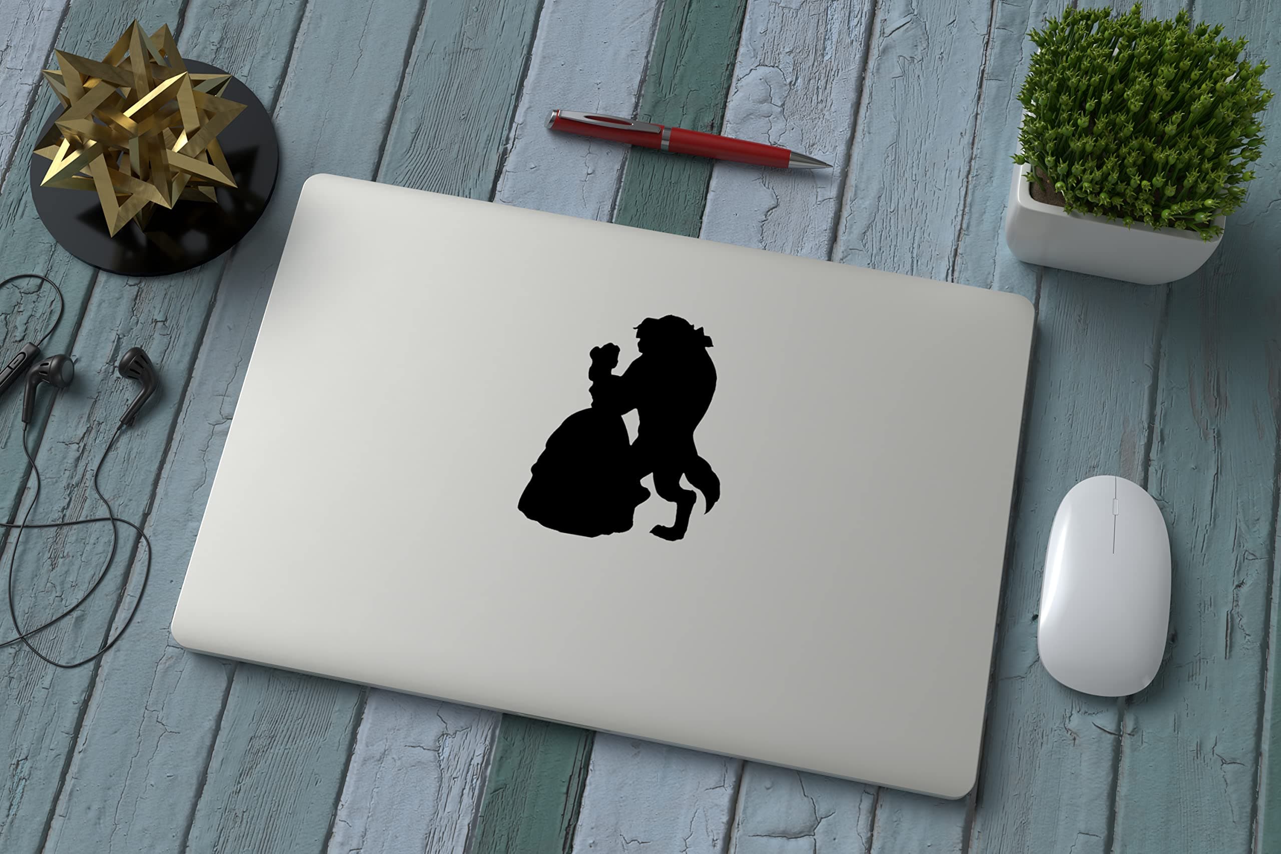 Beauty and The Beast Inspired Novelty Light Switch Stickers, Wall/Car/Water Bottle/Laptop Stickers (Black)