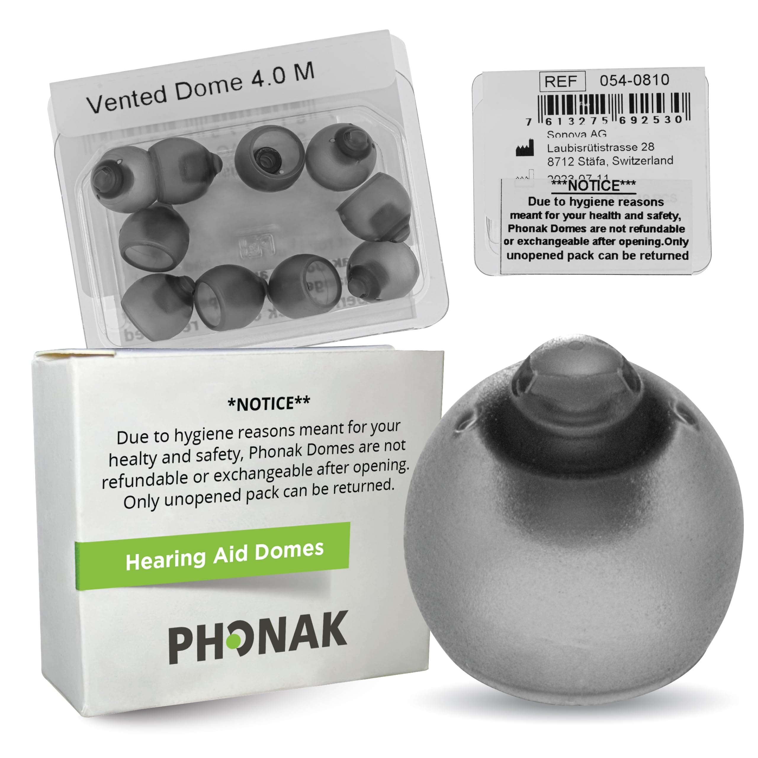 Phonak Vented 4.0 Dome Medium (0.35 inch=9mm) 10 Domes, Genuine OEM Switzerland Replacement by Sonova, Hearing Aid Domes for Phonak Audeo Marvel Paradise Lumity Accessories -1 Pack/10 Domes Total