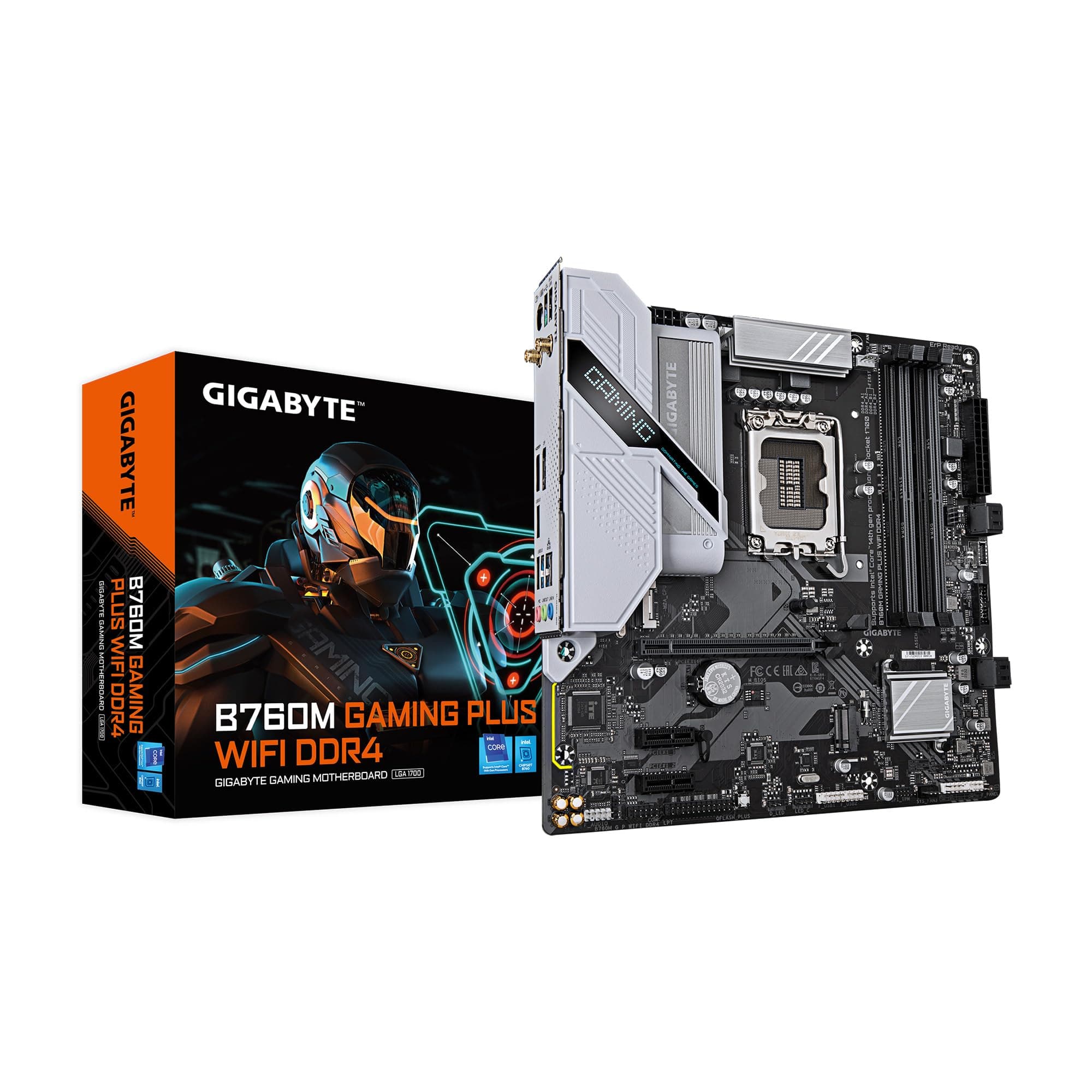 GIGABYTE GAMING PLUS WIFI DDR4 LGA 1700 Intel B760 M-ATX Motherboard with DDR4, 2 x M.2, PCIe 4.0, USB 3.2 Gen 1 Type-C, WiFi 6GbE LAN, Q-Flash Plus, PCIe EZ-Latch