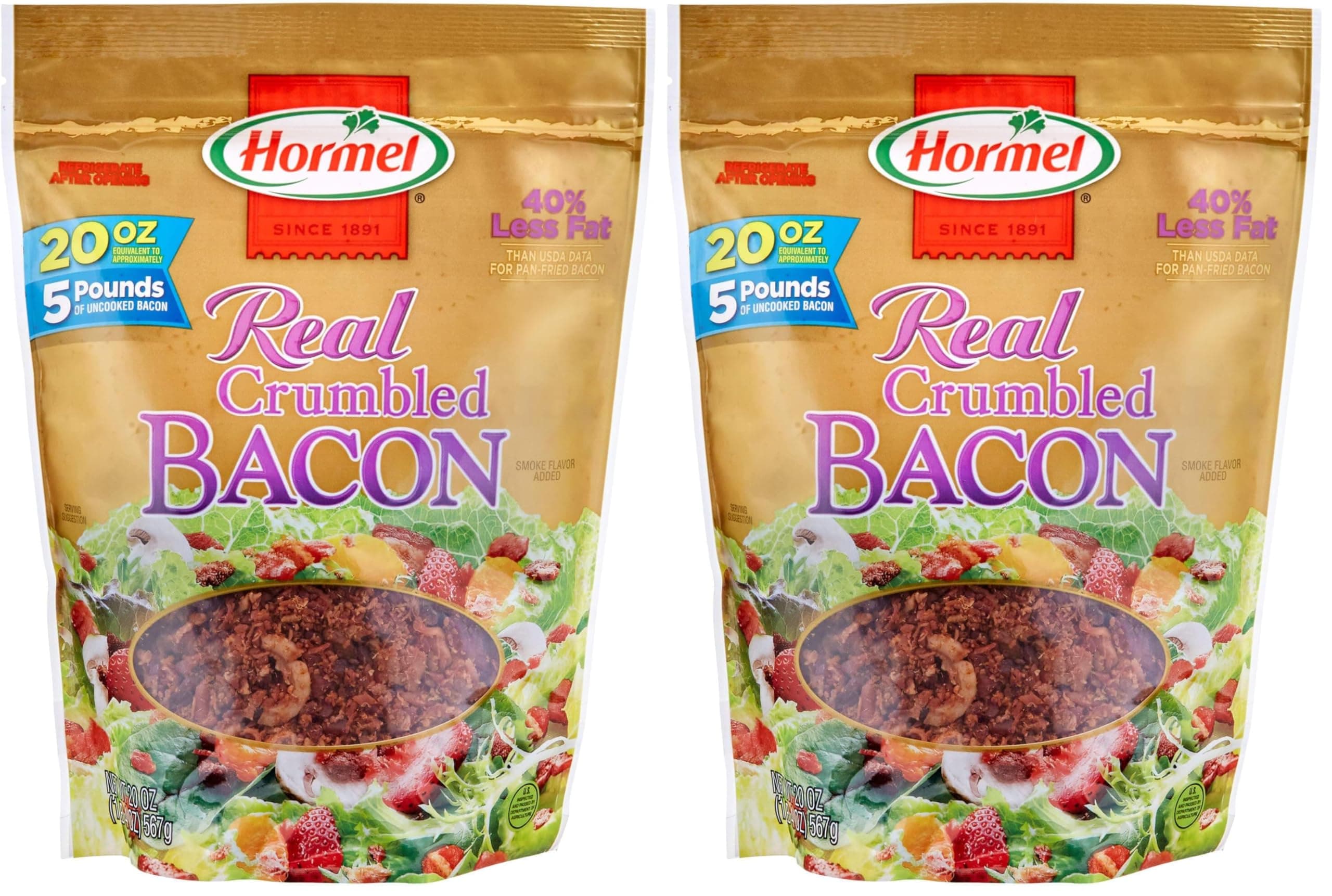 Hormel Premium Real Crumbled Bacon, 20 Oz Pouch (Pack of 2)