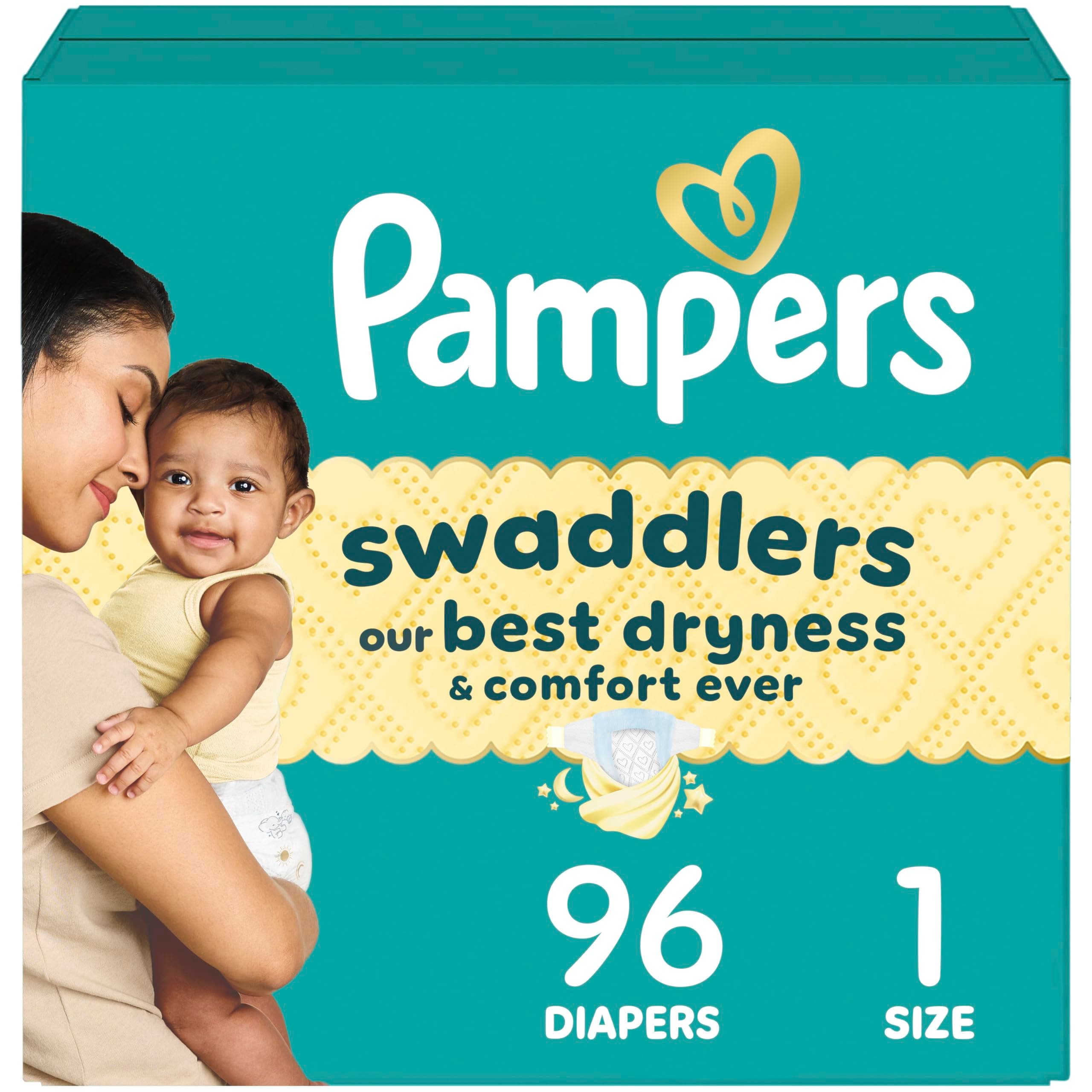Swaddlers Diapers, Size 1 (8-14 lbs), 96 Count, Absorbent, Keeps Baby Dry and Comfortable, Skin Safe Disposable Baby Diaper (Packaging May Vary)