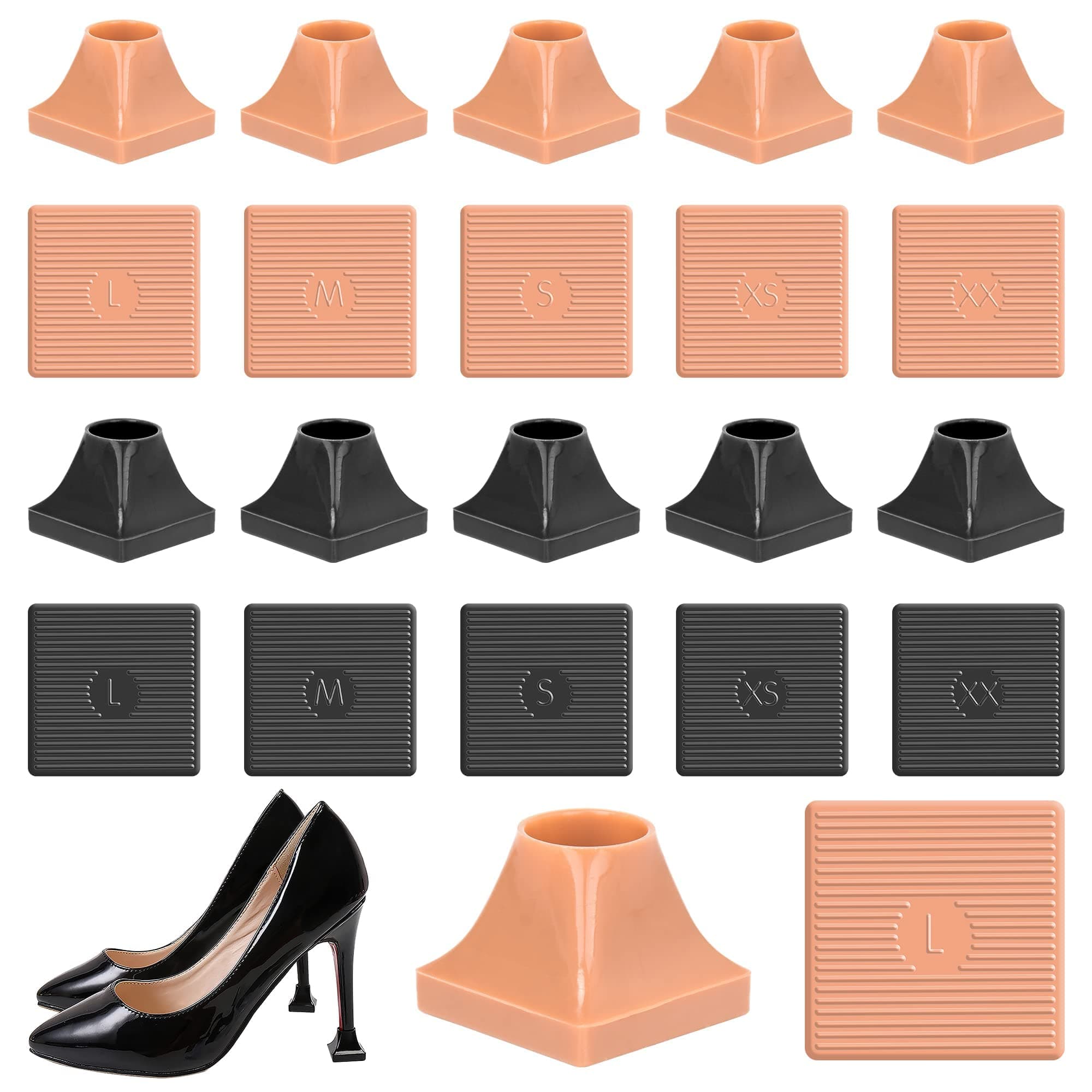 MAKINGTEC High Heel Protective Heel Caps, 10 Pairs Heel Tip Covers 5 Sizes ,Heel Stoppers Heel Repair Caps Covers for Walking on Grass and Uneven Road Heel Cover Cups for Wedding Outdoor Events