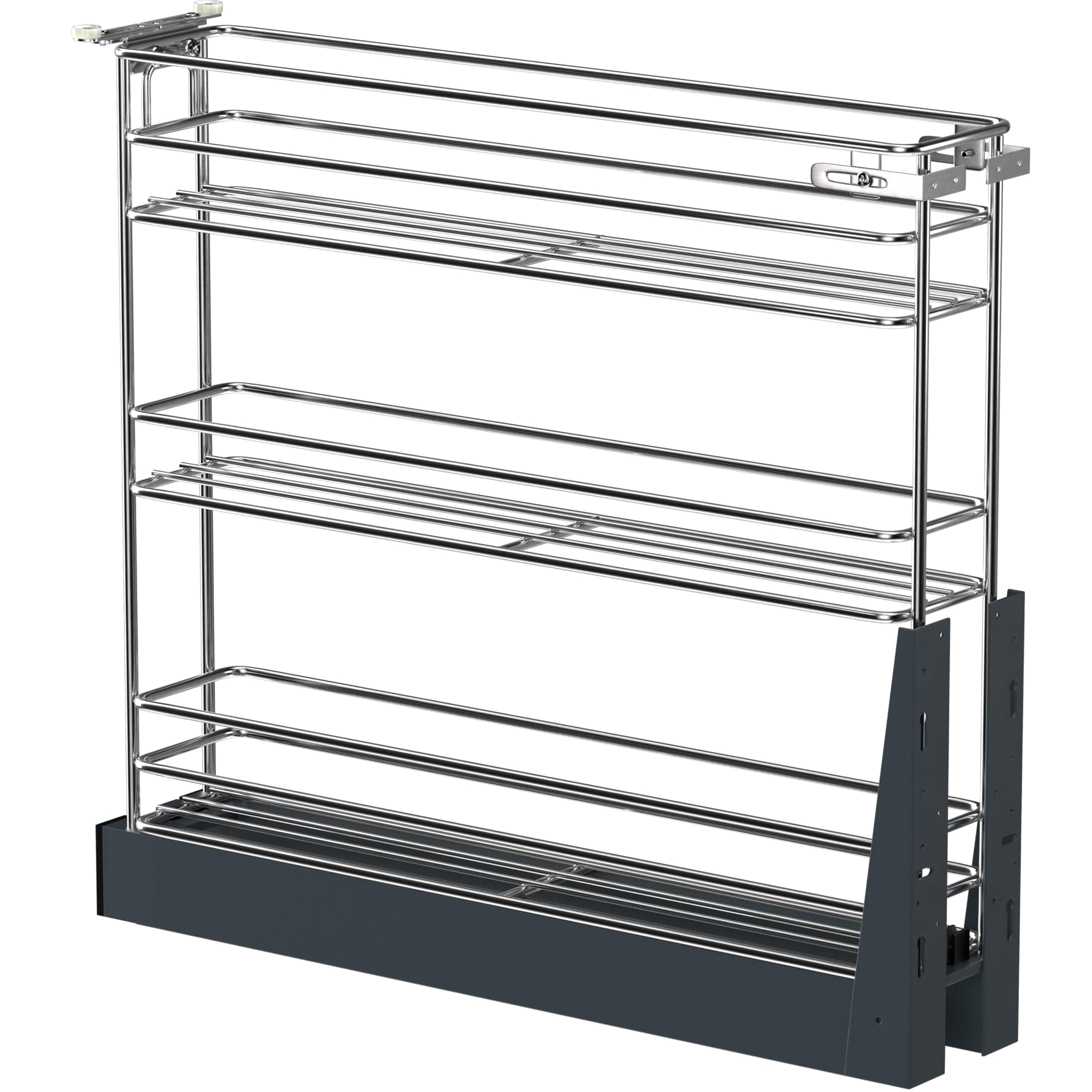 Pull Out Spice Rack for Narrow Cabinet (4⅛" W X 19⅔" D), Heavy Duty 3 Tier narrow PullOut Cabinet Organizer and Slide Out Shelves for inside Base Cabinets, Filler Pantry Storage