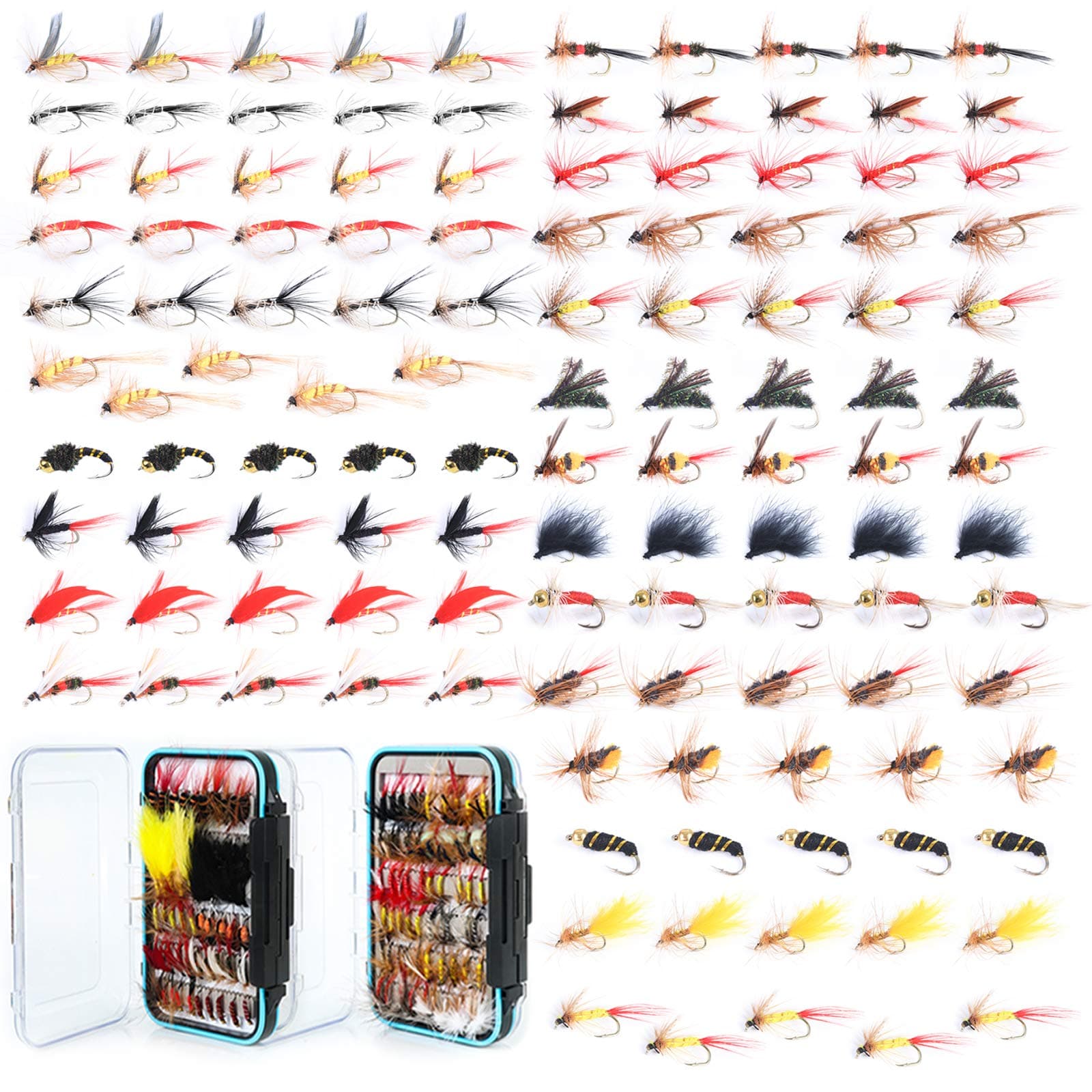 M MAXIMUMCATCH Maxcatch Fly Fishing Flies Kit Fly Assortment Dry/Wet Flies, Nymphs, Streamers, 15PCS Handmade Fly Fishing Lures