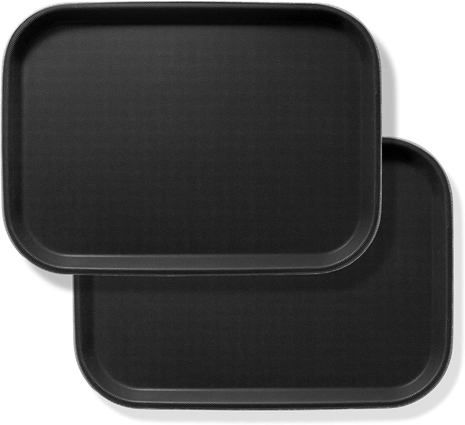 2-Pack "10X13.8" Restaurant Serving Tray, Food Serving Tray, Non-Slip Tray, Non-Slip Rubber Surface, Bar, Cafeteria, Coffee Beverage Food Tray - Black