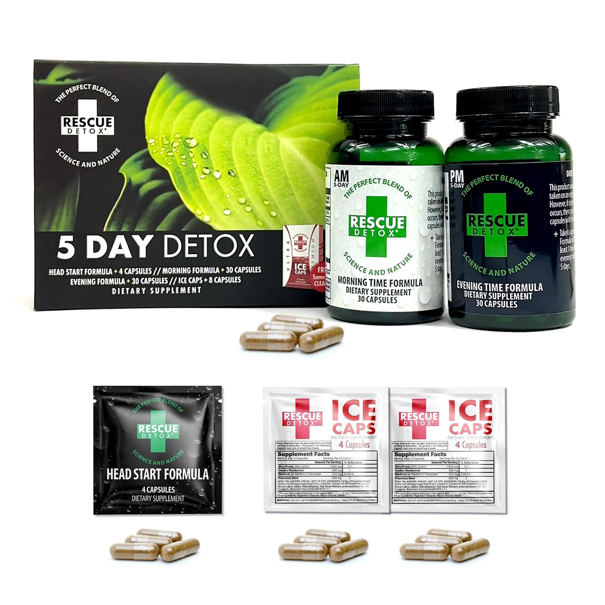 5 Day Permanent Detox Kit - 72ct Capsules | Comprehensive Full Body Cleanse with Bonus Instant ICE Caps