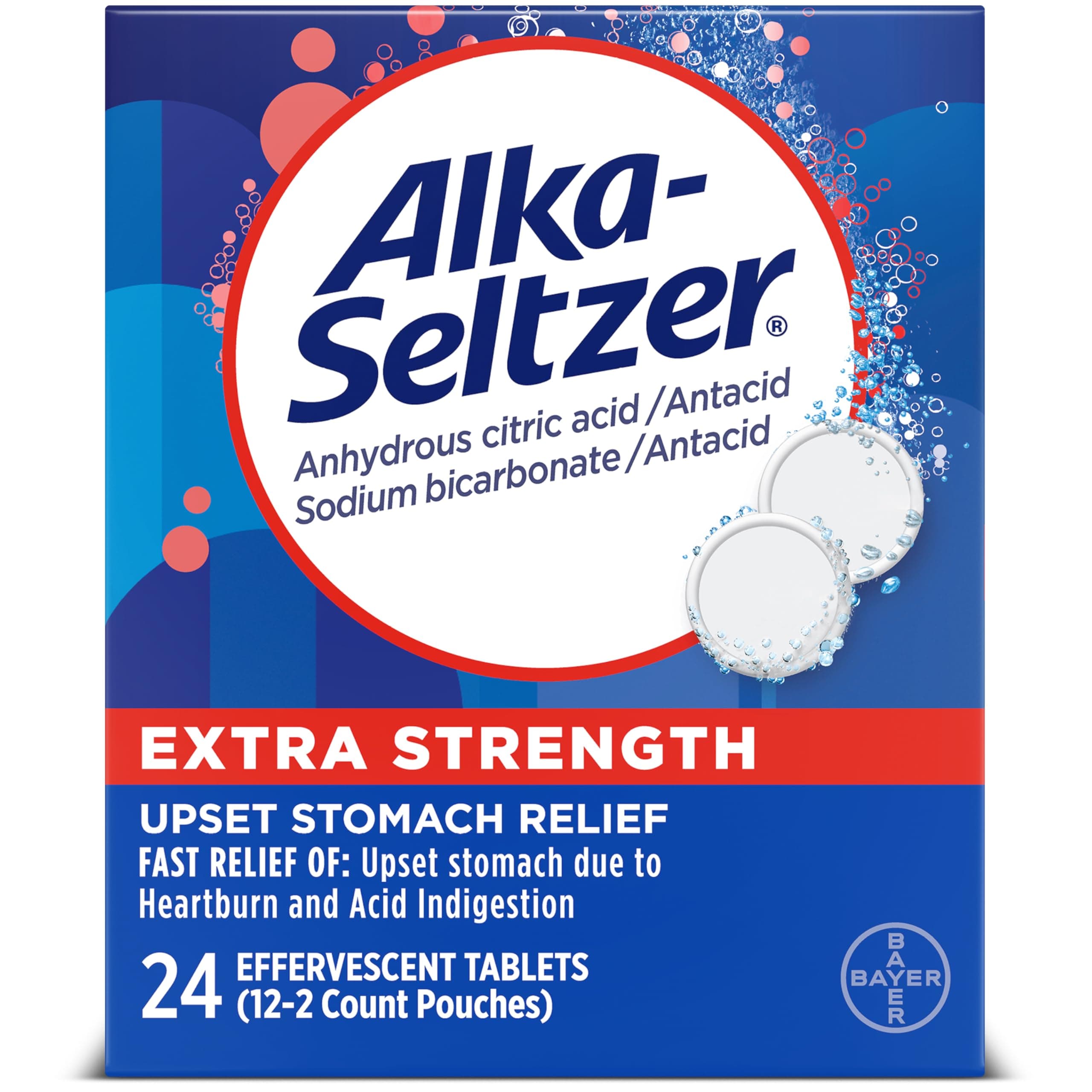 Alka-Seltzer-Extra Strength Tablets, Extra-Strength Antacid & Pain Relief, Original (24 Tablets)
