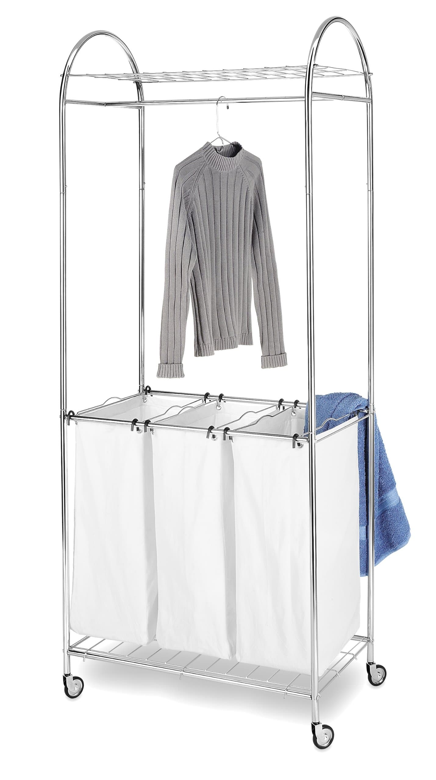 Whitmor Rolling Chrome Laundry Center