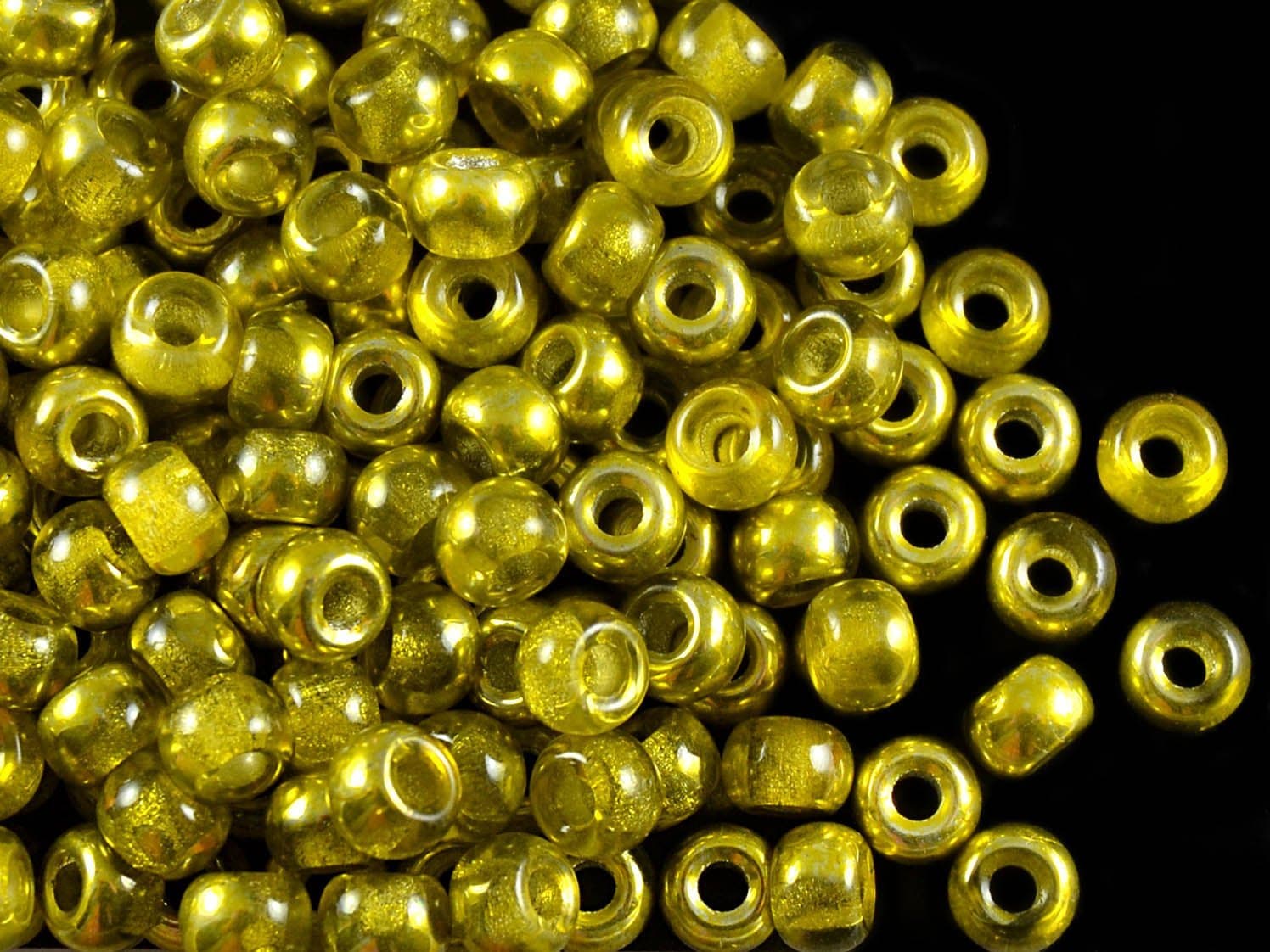 50pcs Small Pony Beads 5.5mm, 2mm Hole, Czech Pressed Glass, Semi-Apollo Yellow