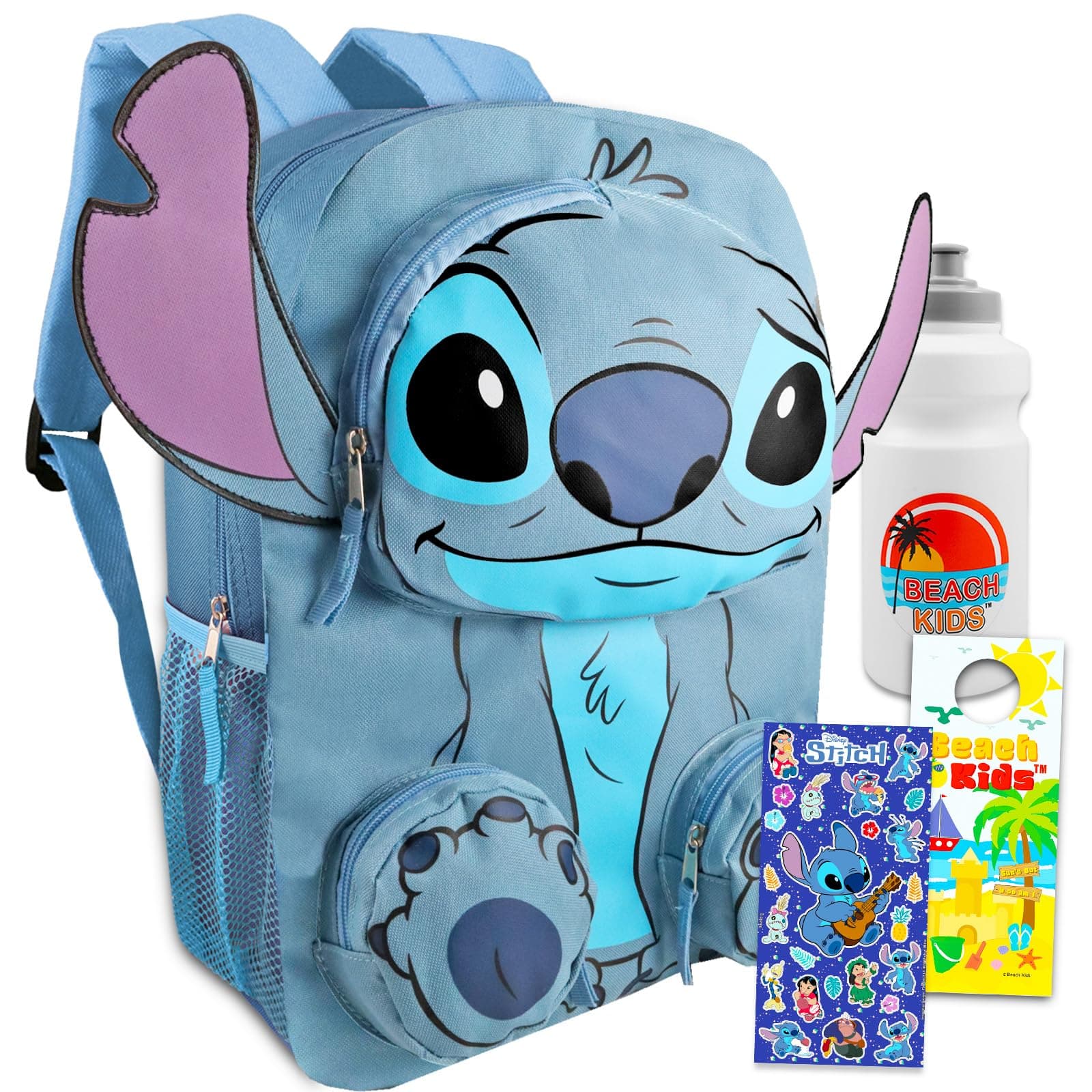 Stitch Backpack for Girls Set - Bundle with Lilo and Stitch Backpack with Front Pockets Plus Water Bottle, Stickers, More | School Supplies for Kids
