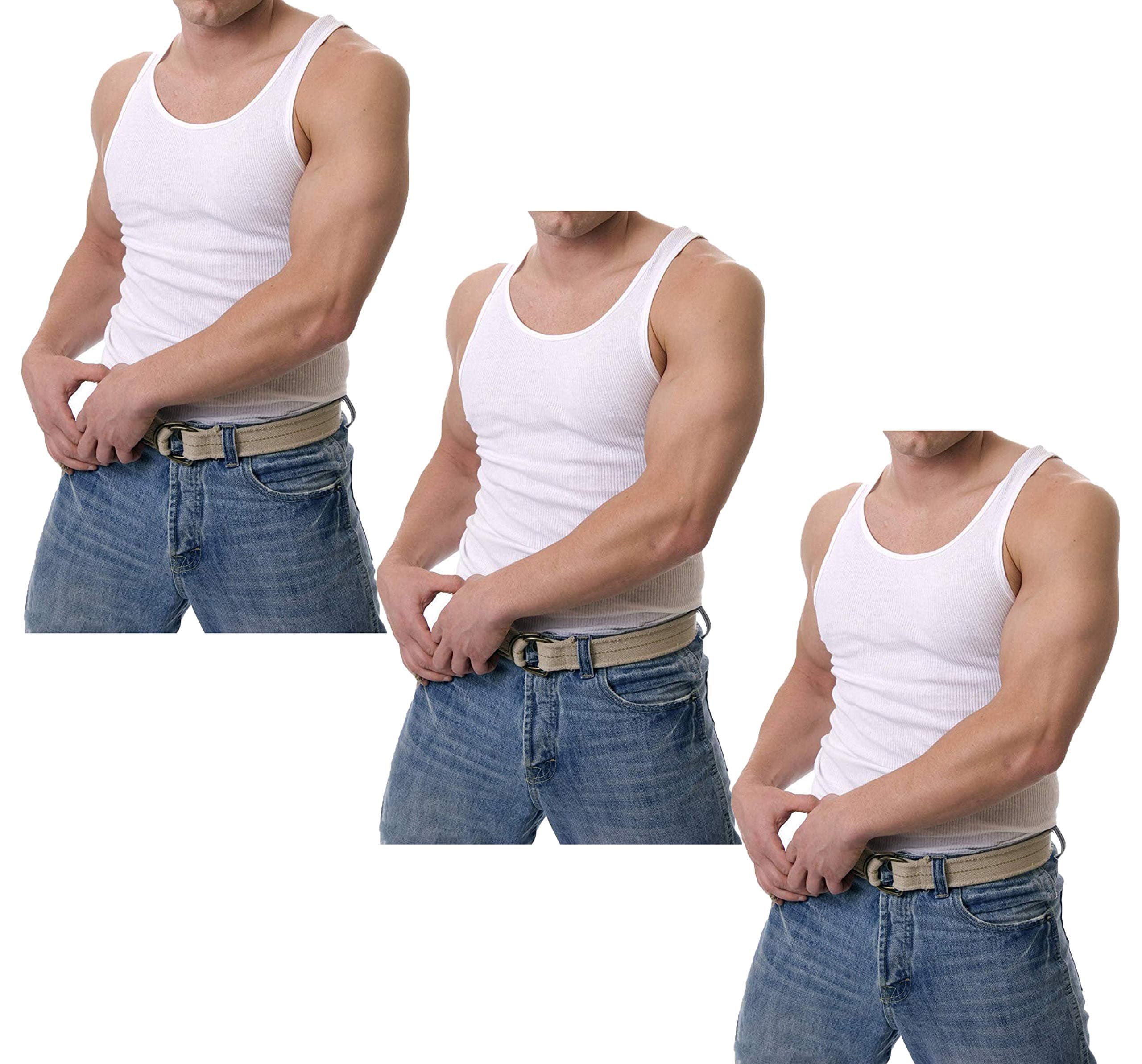 O'Rite Men's 3 A-Shirts M White