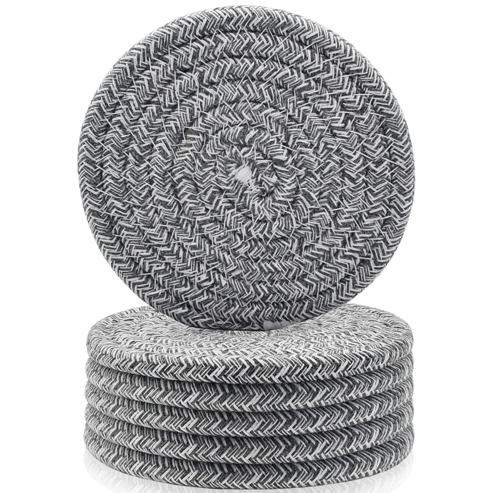 ABenkle Woven Coasters for Drinks Set of 6, Boho Absorbent Drinking Coaster, 4.3 Inch - Perfect Housewarming Gift, Home Decor, Bar Essentials for Coffee Table