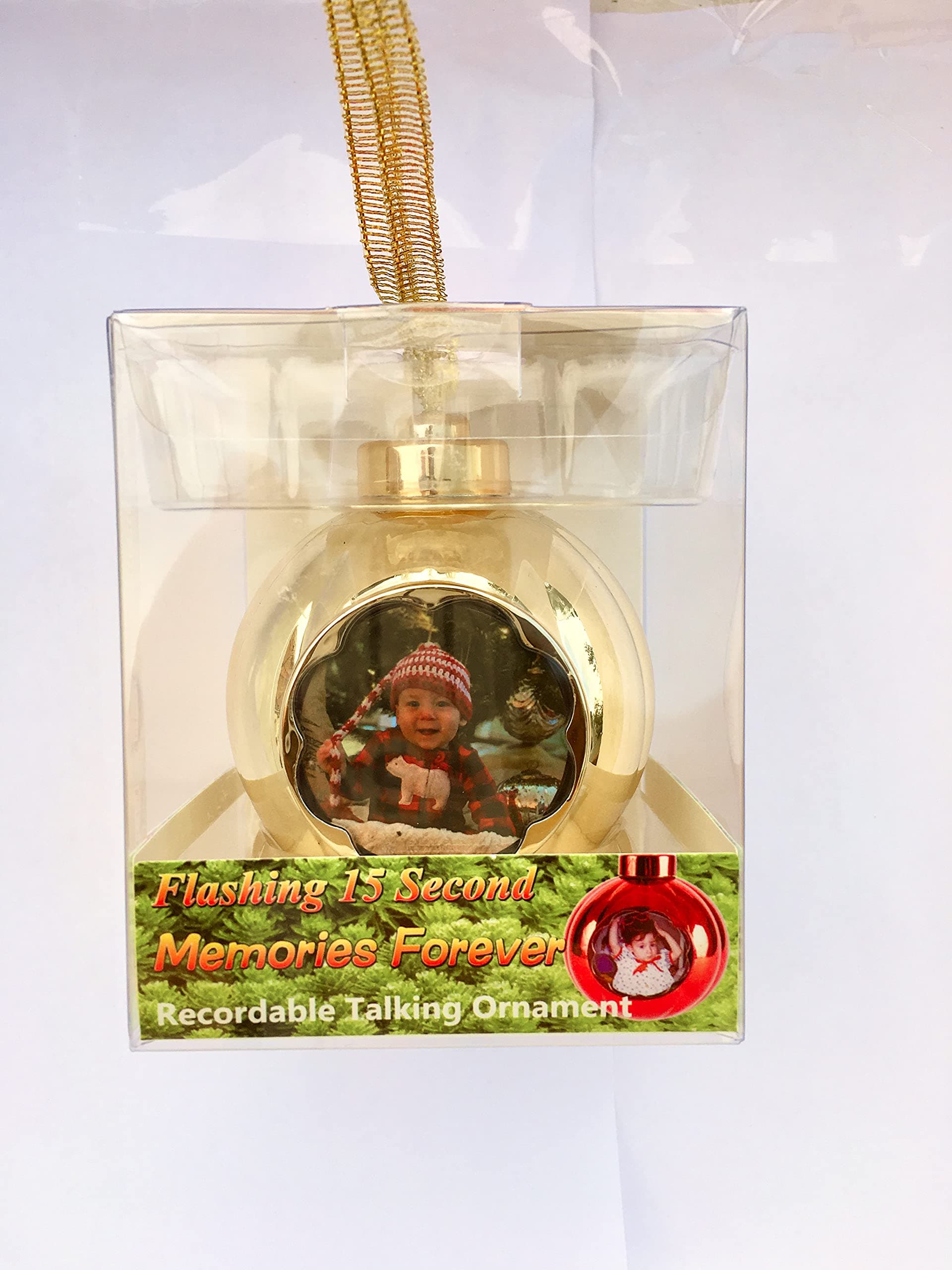 15 Second Recordable Gold Christmas Holiday Ornament