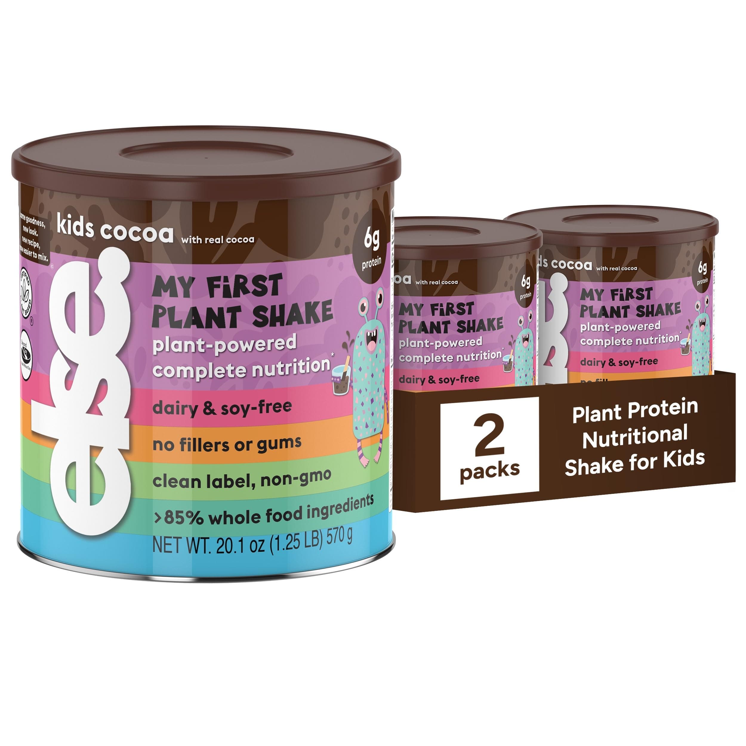 ELSE NUTRITION Plant-Based Protein Shake Powder for Kids Ages 2-13 – Chocolate Flavor Dairy-Free Kids Protein Powder with 25 Vitamins & Minerals, Complete Nutrition for Picky Eaters | 2-Pack