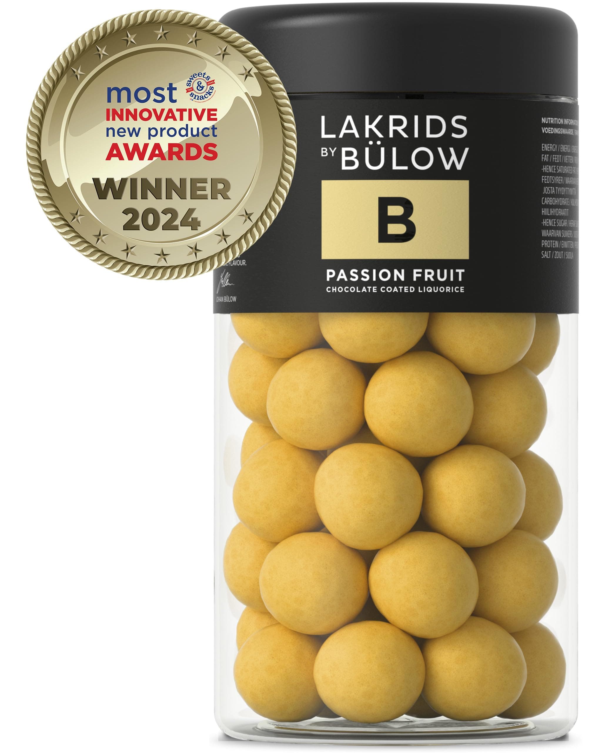 B - Passion Fruit - 10.4 oz - Chocolate Coated Gourmet Licorice - Authentic Scandinavian Candy Produced in Denmark