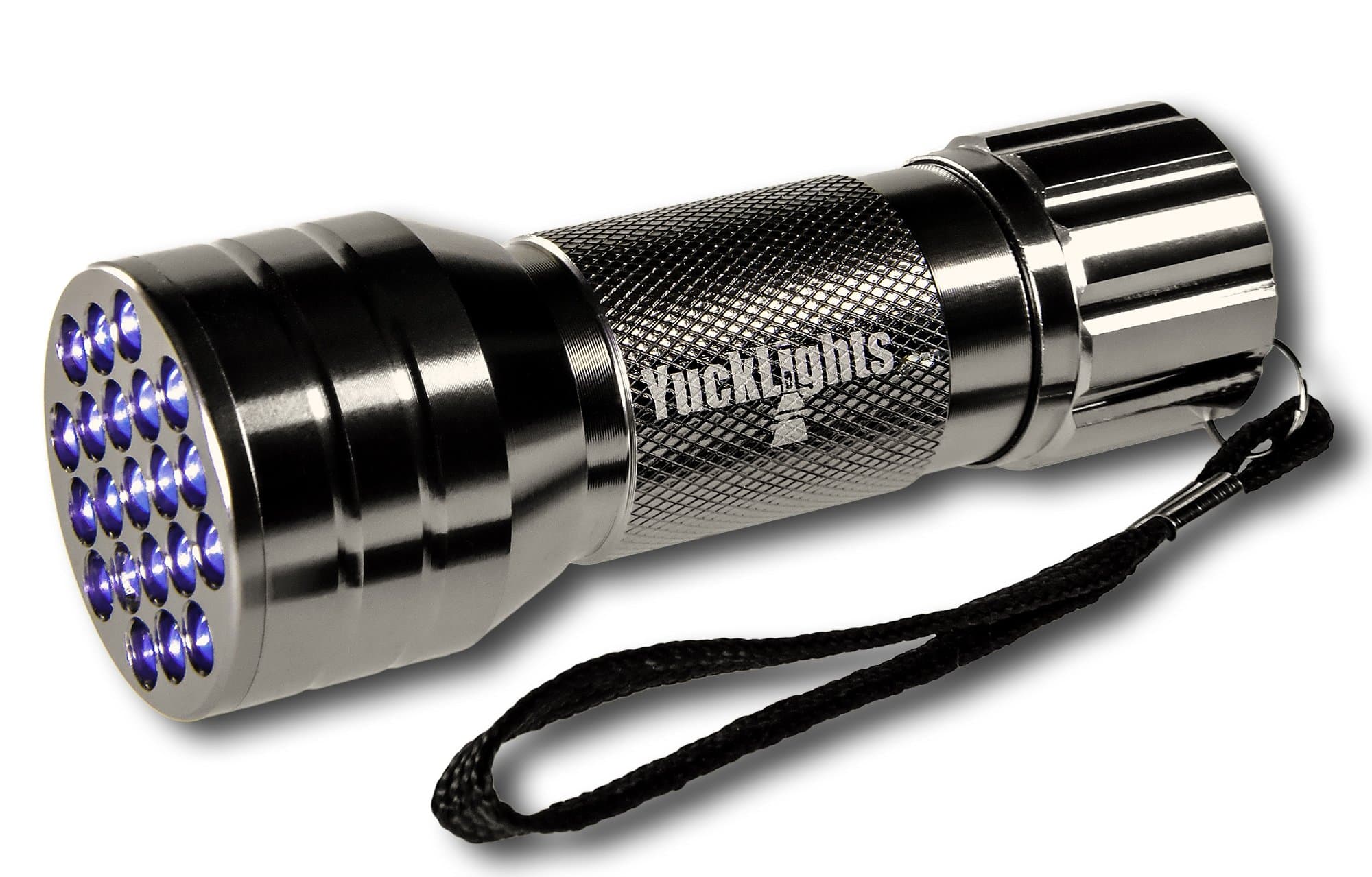 Yucklight Commercial Grade 21 LED 395nm UV BlackLight Flashlight with Case, Manual, and Batteries - Detects Cat Urine. Dog and Other Animal Urine. Organic Stains. Stains on Carpet. Detects Scorpions