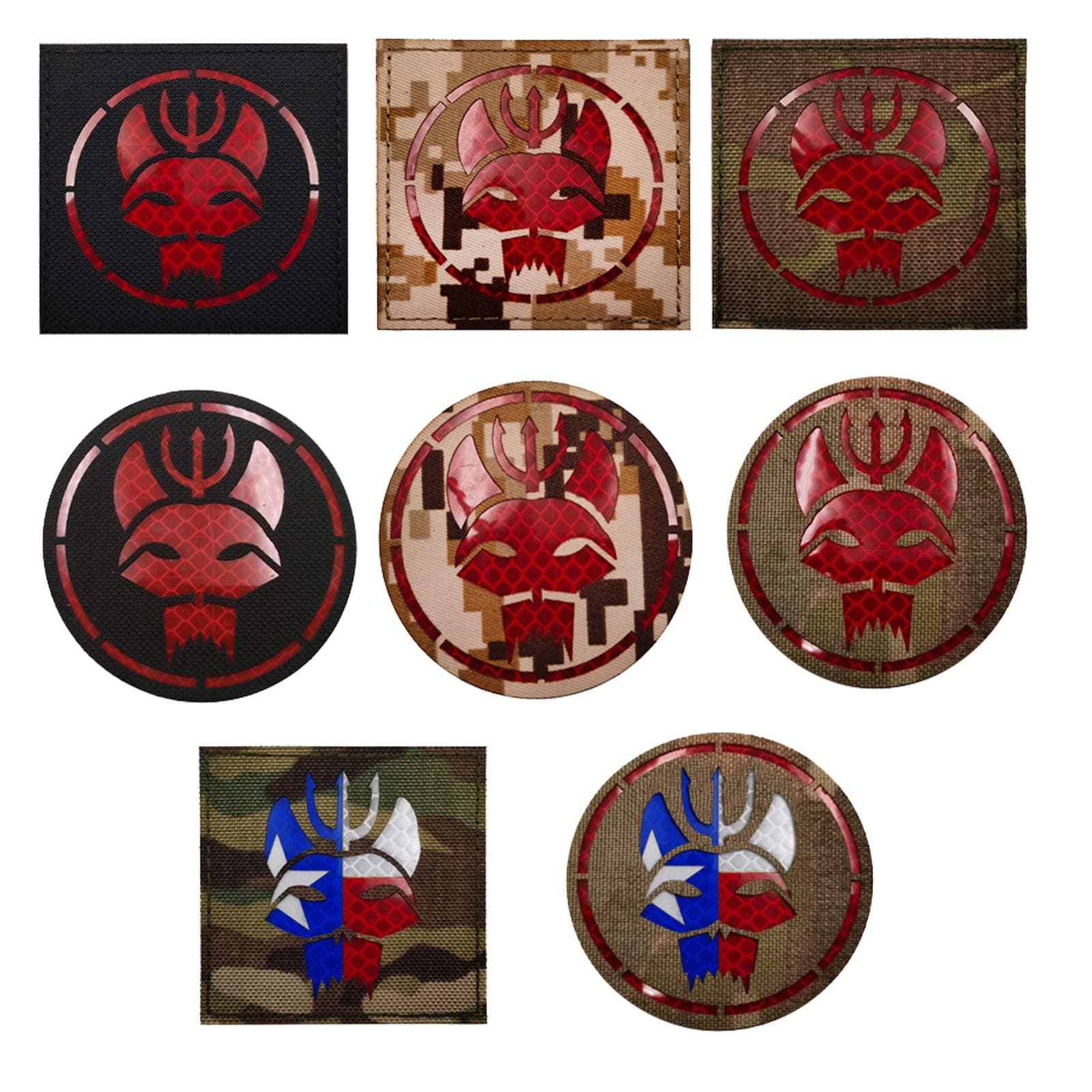 Trident Cat Head Infrared Reflective Patches, Customizable Personalized Army Military Tactical Fastener Hook Loop Backed Decorative Patches for Clothing Accessory Backpack Hat