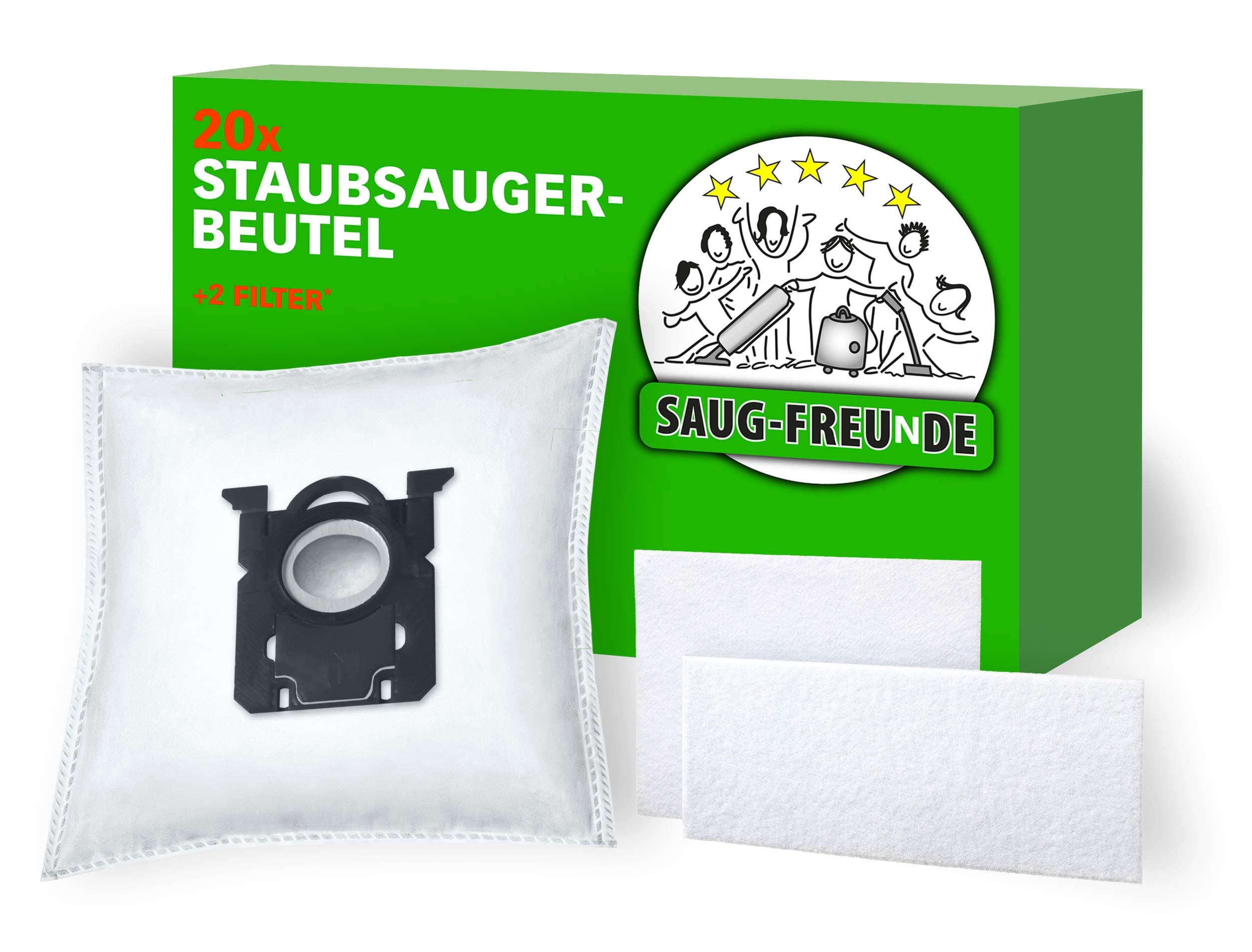 SAUG-FREUnDE 20 Vacuum Cleaner Bags for Philips Performer Compact Series: FC8370/09, FC8371/09, FC8372/09, FC8373/09, FC8374/09, FC8375/09, FC8377/09, FC8379/09, Compatible Philips S-BAG FC8021/03