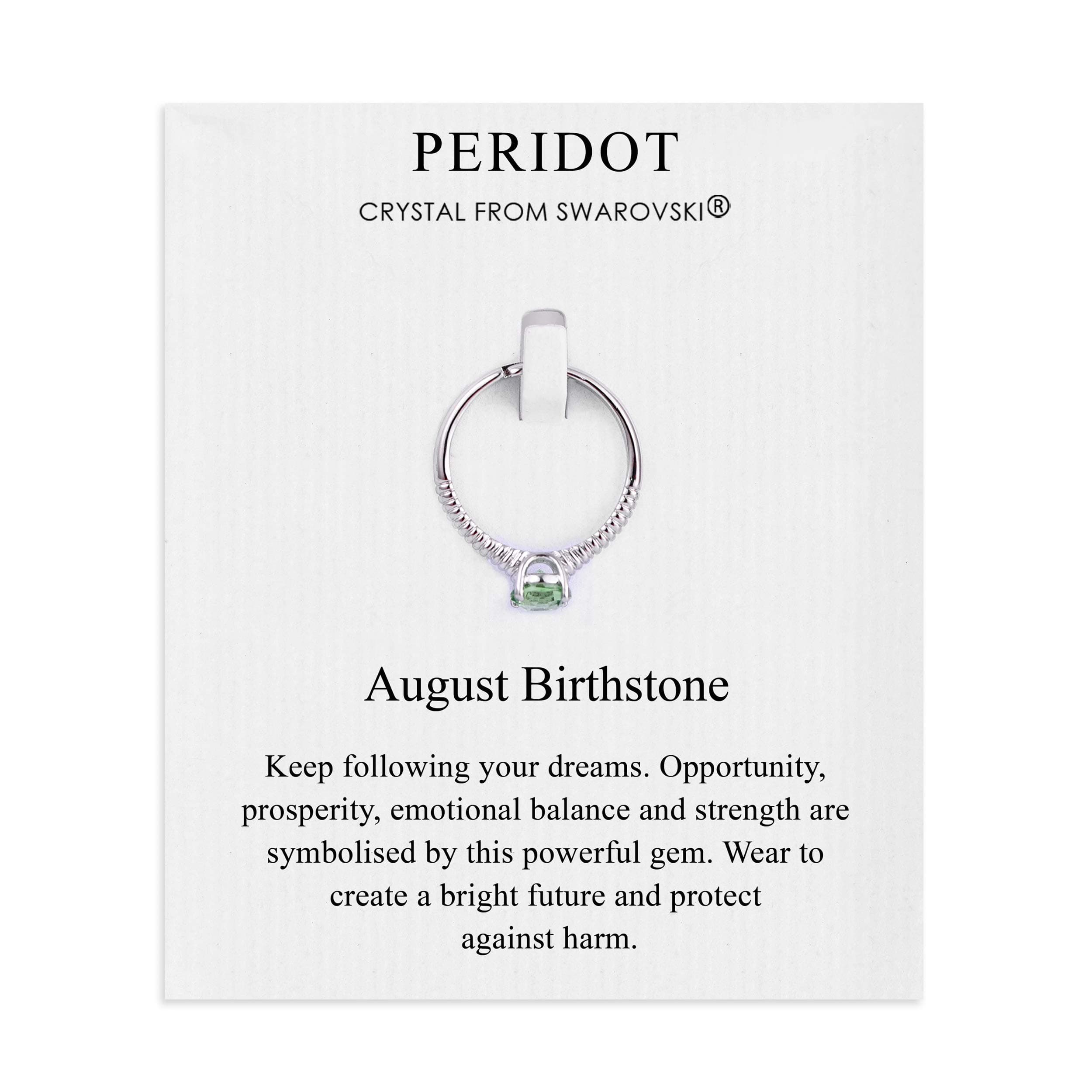 Philip JonesAugust (Peridot) Adjustable Birthstone Ring Created with Zircondia® Crystals, Adjustable, Crystal, Zircondia Crystal