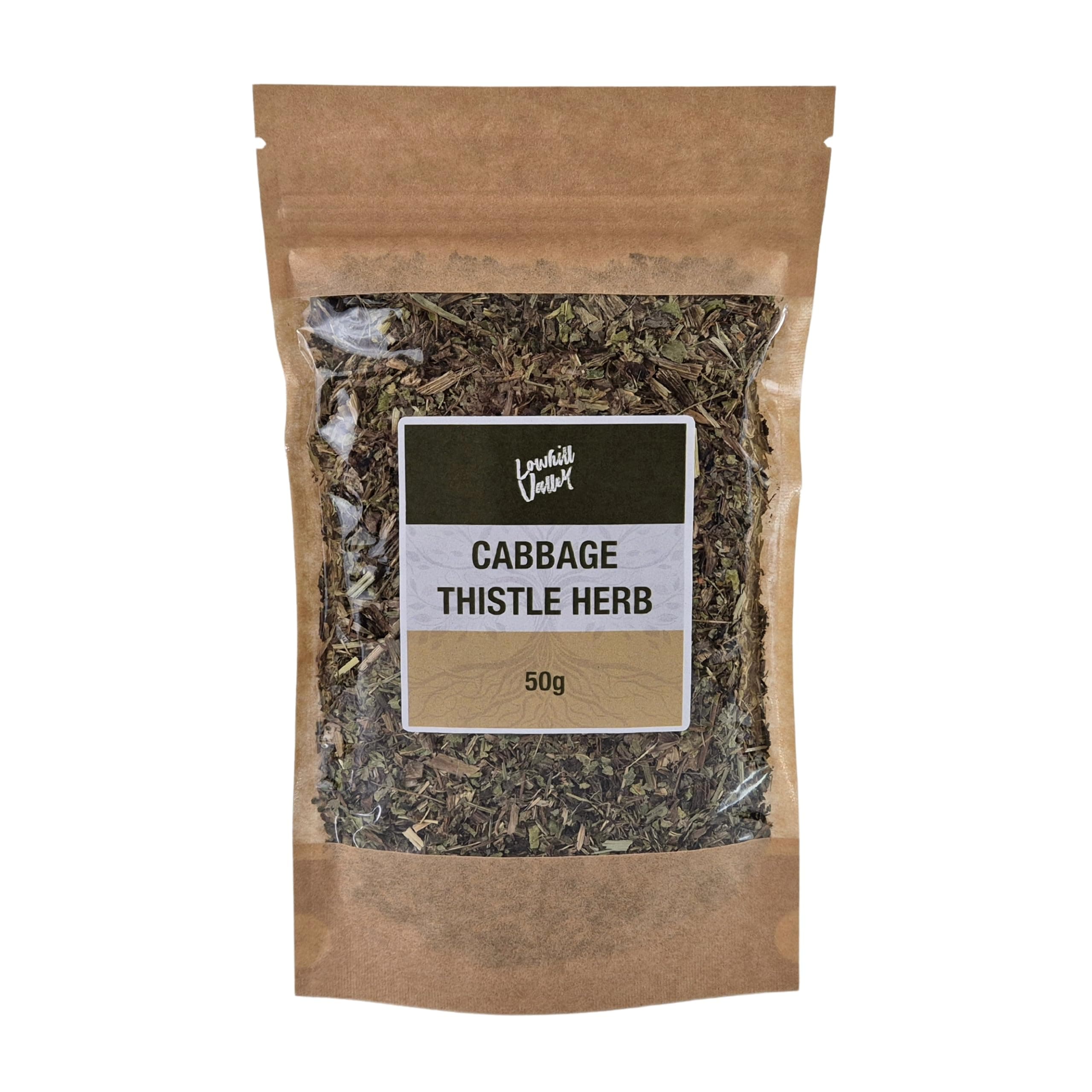 Lowhill Valley Cabbage Thistle Herb Tea - Cut and Dried Cirsium Oleraceum Leaves and Flowers for Liver, Digestive Aid, and Detox Support - Mildly Bitter Flavour - 100% Natural - 50g