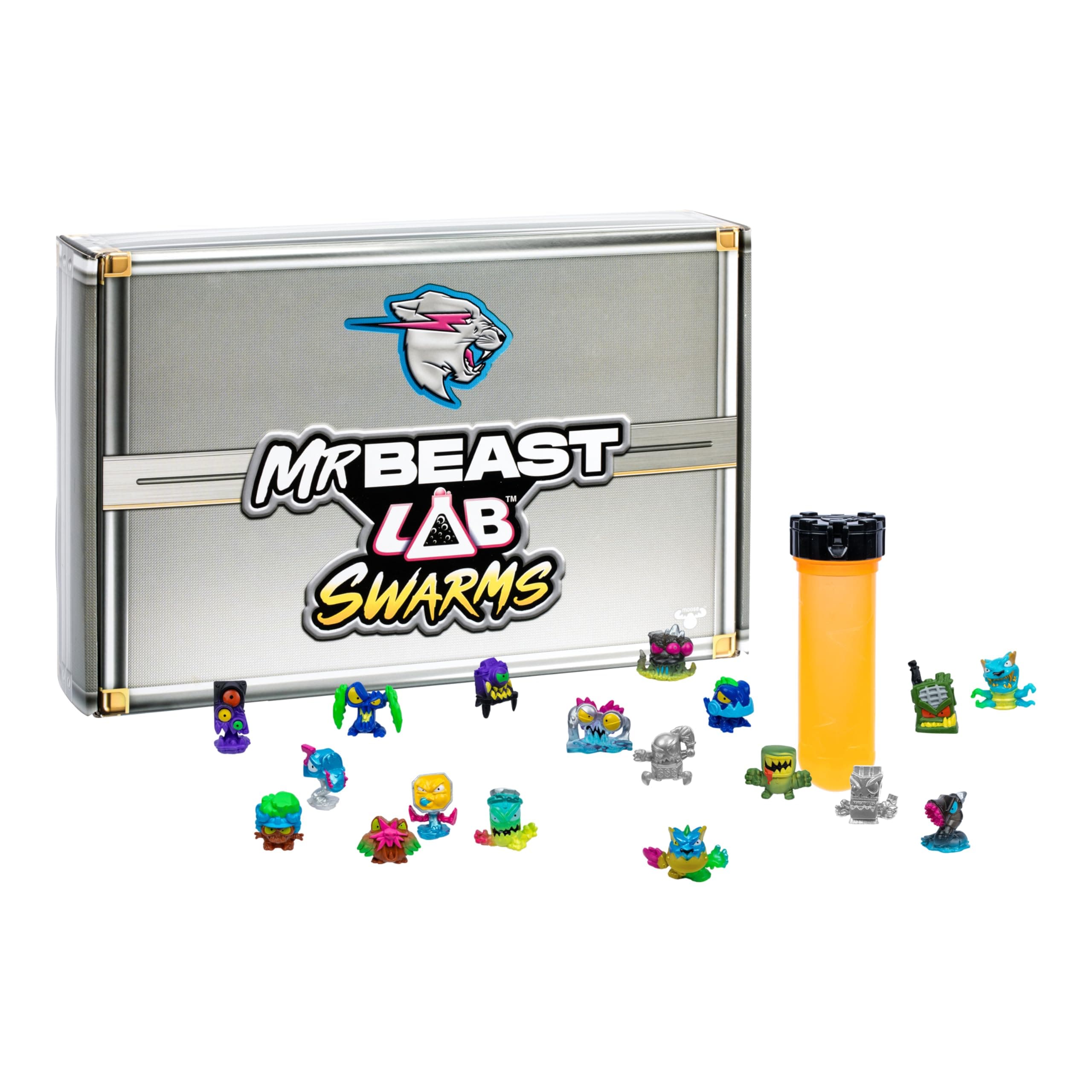 MrBeast Lab Swarms Atomic Series Exclusive Cash Case Bulk Pack, Experiment by Adding Water, Shaking The Test Tube and Reveal 2 of The 18, MrBeast Themed Swarms Collectible Micro Beasts
