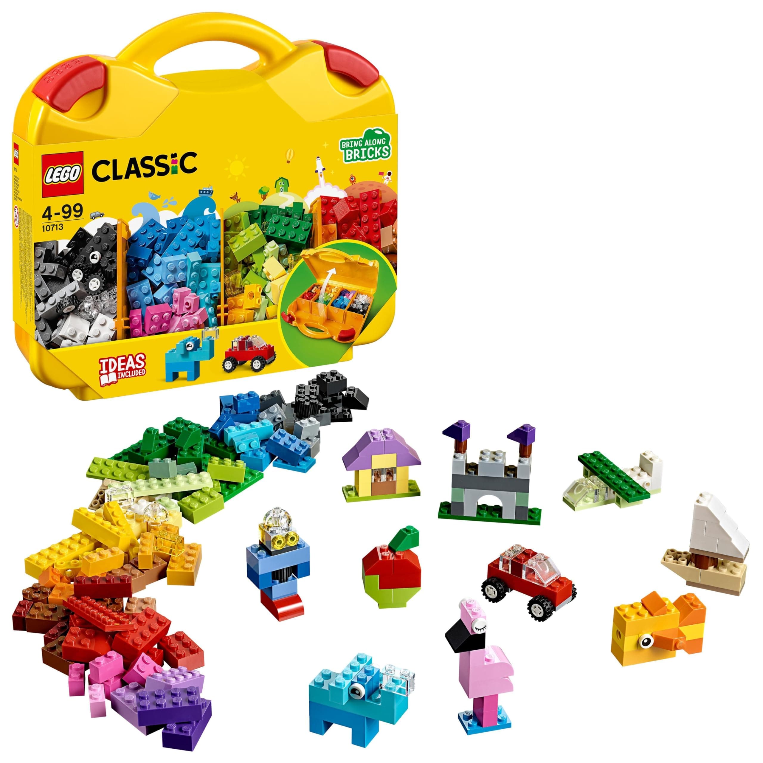 10713 Classic Creative Suitcase, Toy Storage Case with Fun Colourful Building Bricks, Gifts for 4 plus Year old Kids, Boys & Girls