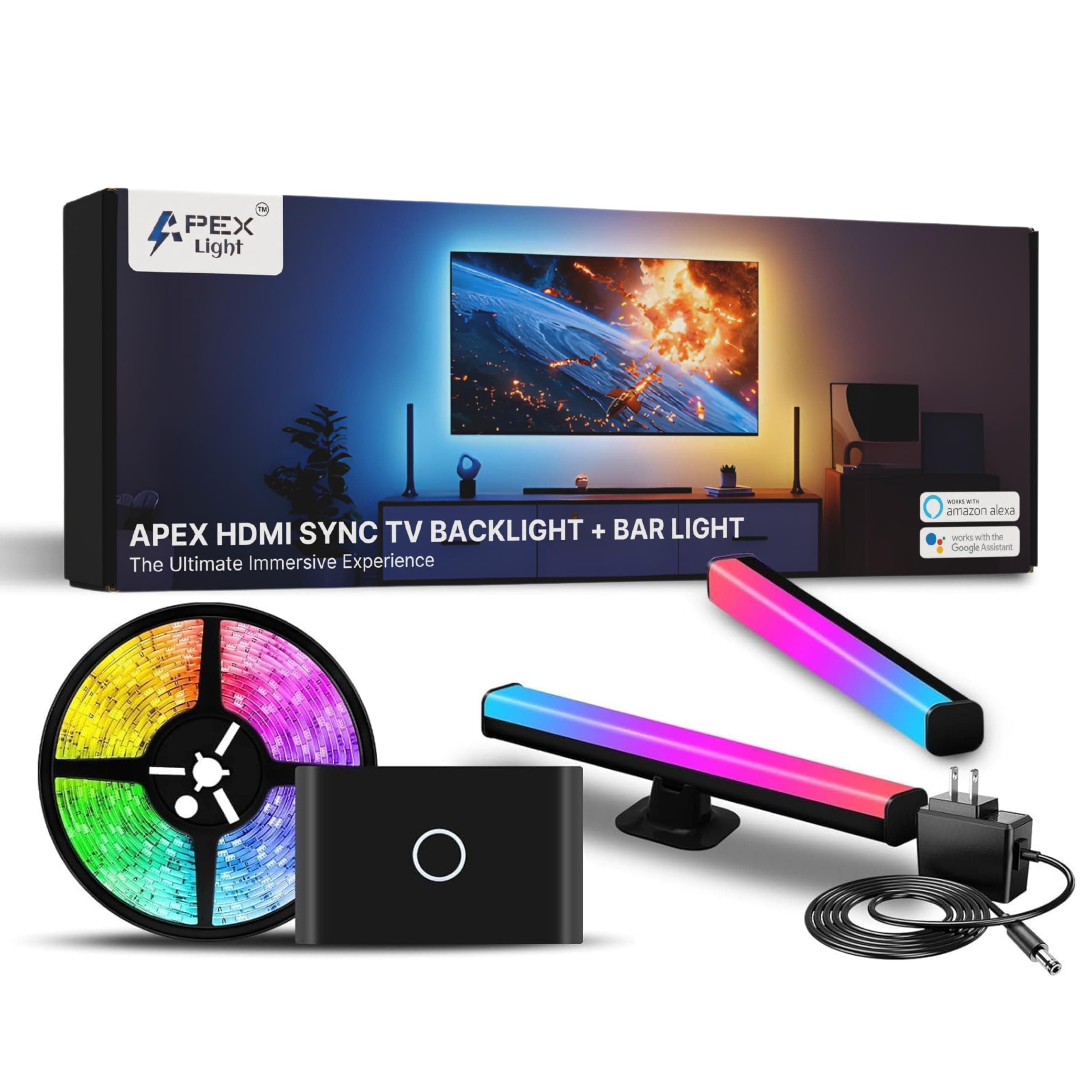 APEX Hdmi Sync TV Backlight + Bar Light for All TV Size(Upto 90 Inches) || 1 Year Full Warranty