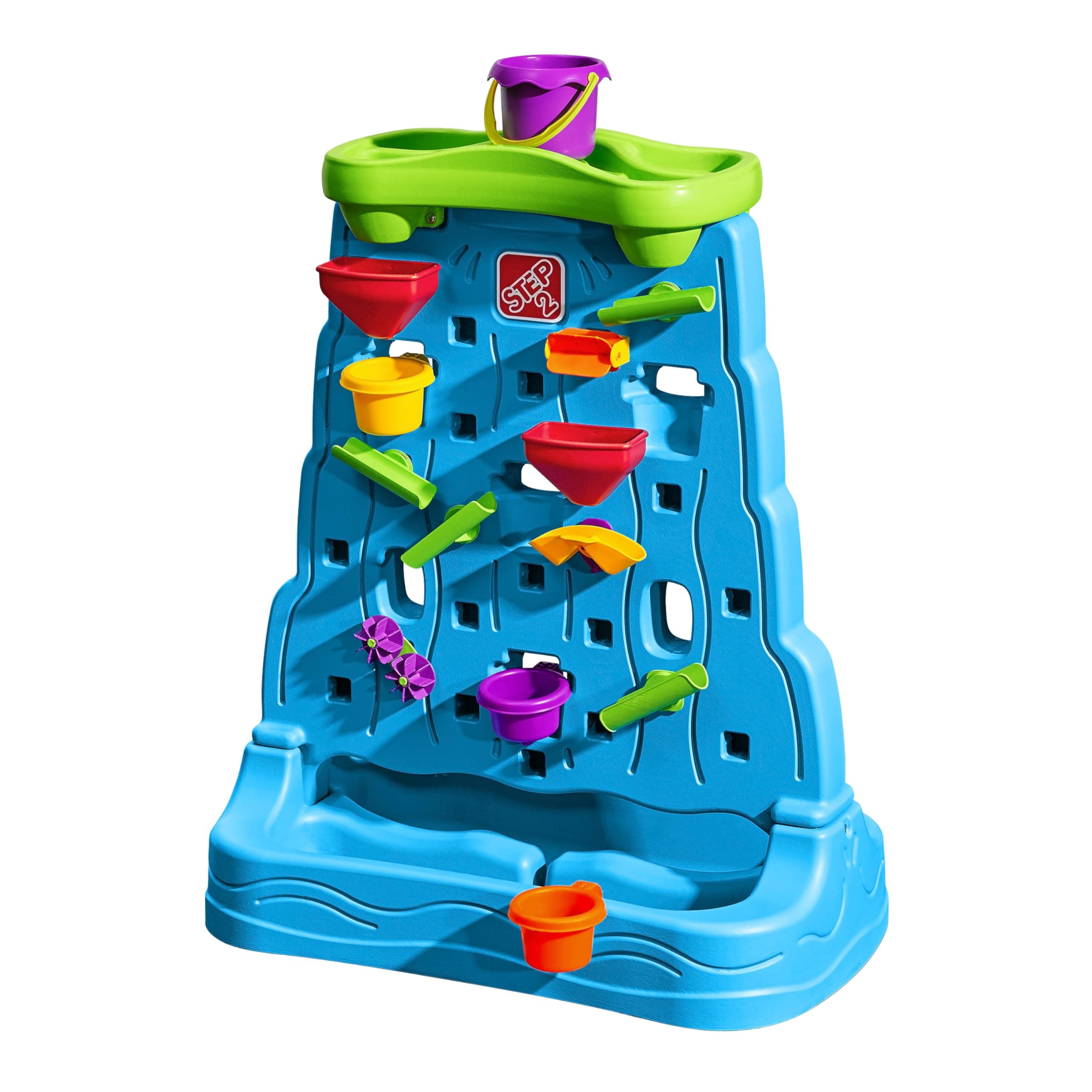 Step2 Waterfall Discovery Wall, Kids Double-Sided Water and Sand Activity Sensory Table, Summer Outdoor Toys, 13 Piece Toy Accessories, For Toddlers 1.5+ Years Old