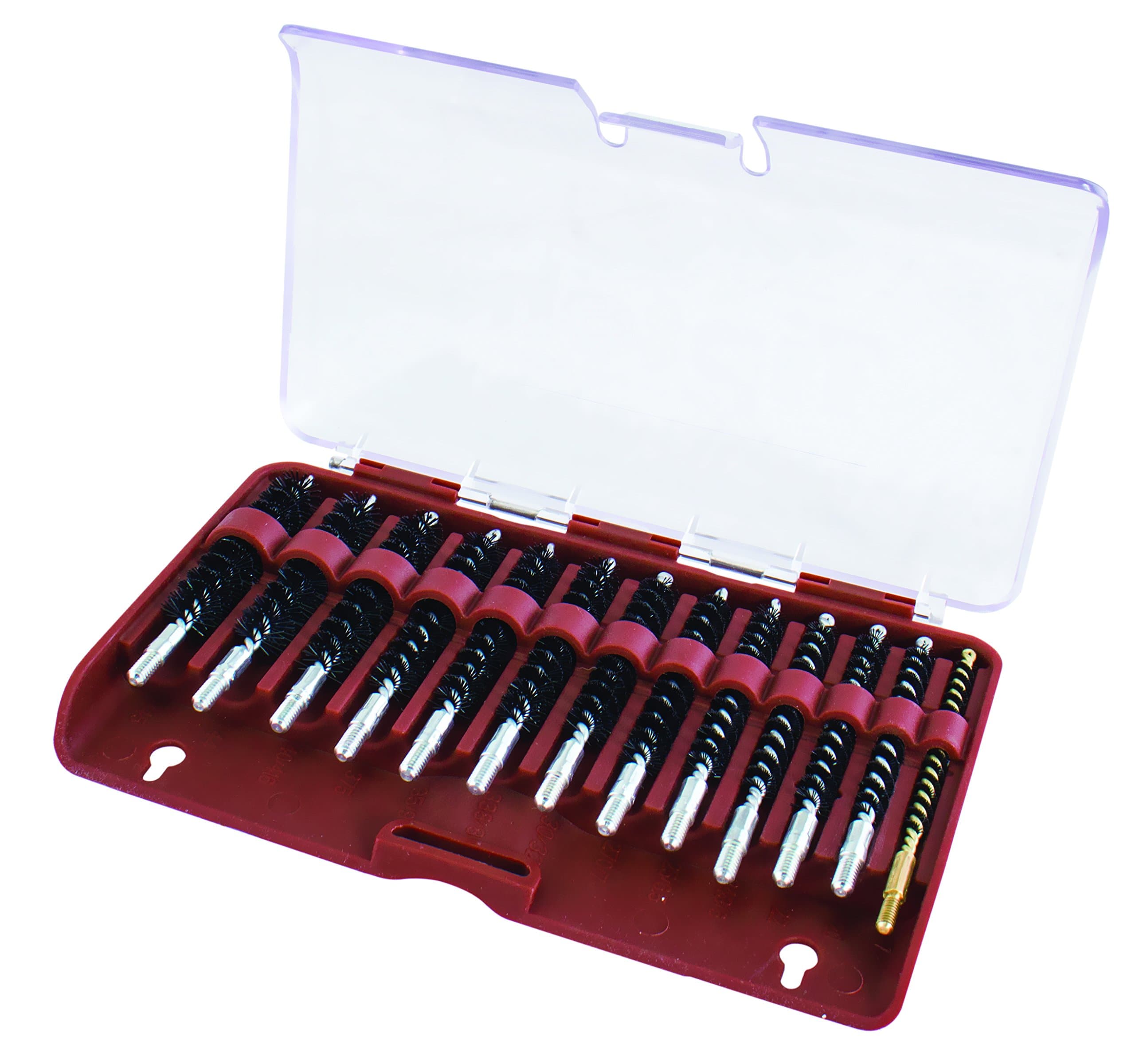 Tipton Nylon Bore Brush 13 Piece Set with Molded Hinge-top Storage Box for Gun Cleaning and Maintenance
