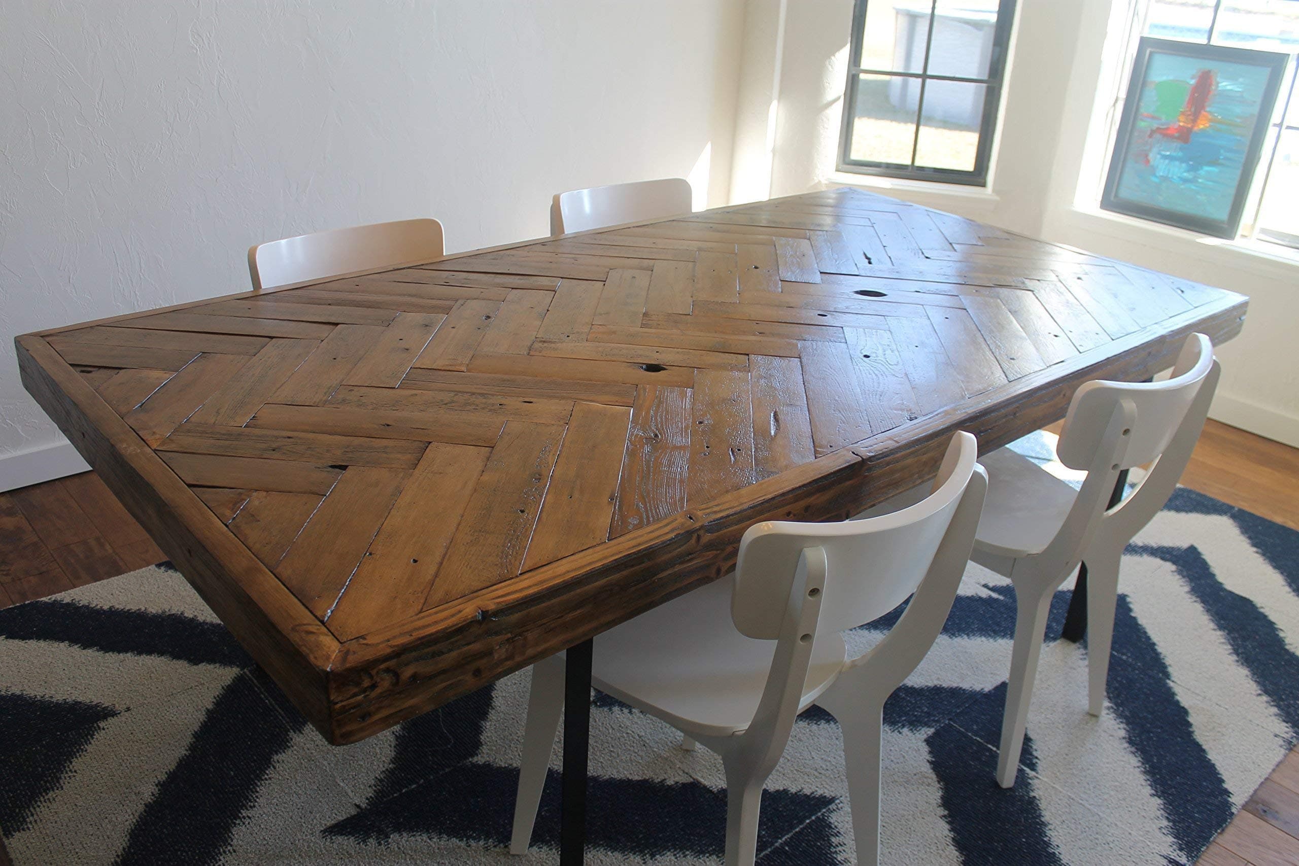 Reclaimed Wood Herringbone Dining Table - Made to Order
