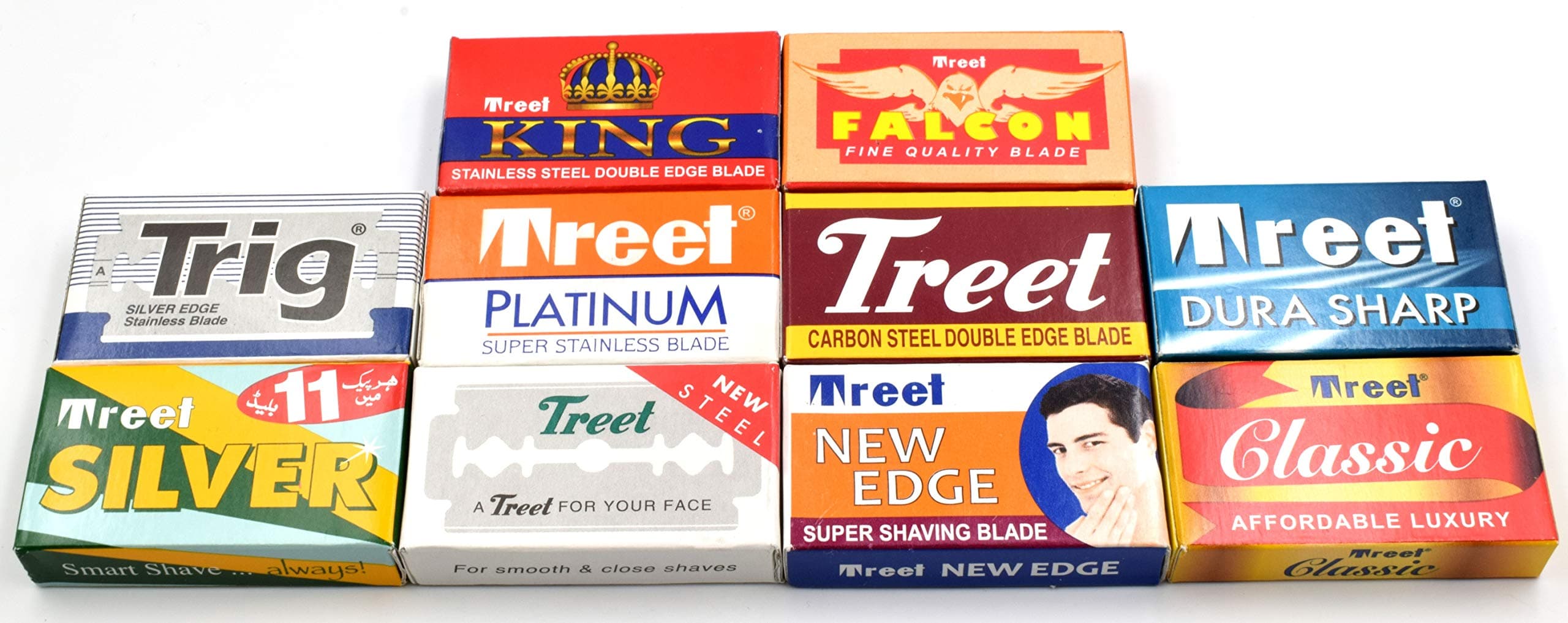 Razor Blades Club - 100 Quality Double Edge Razor Blades Sampler by Treet (10 different brands)