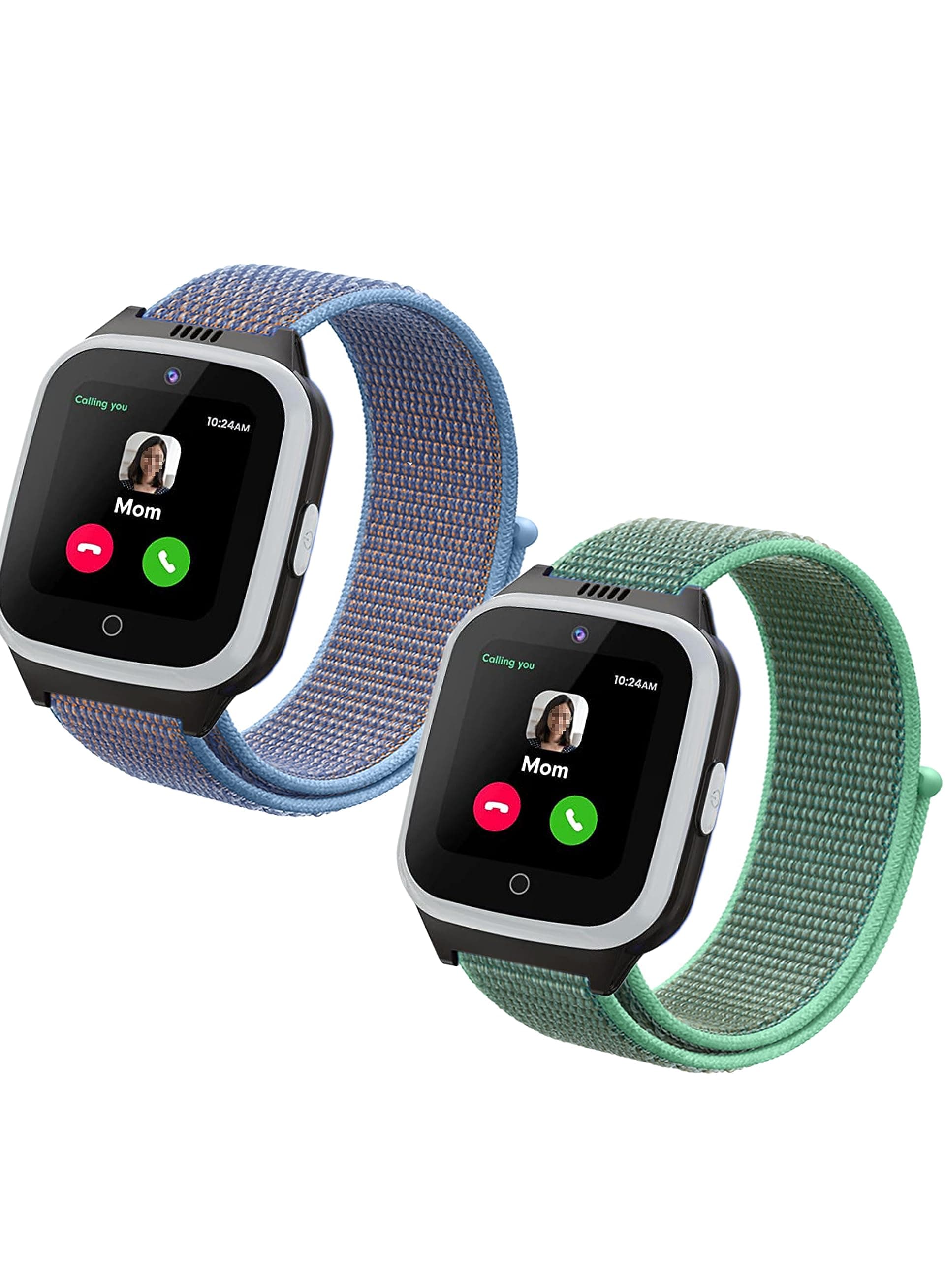 YANC 2 Pack Power-velcro Cosmo JrTrack Watch Bands Replacement with Hollow Surfaces Compatible with Cosmo JrTrack/Cosmo Jr track 2/3 Kids Smartwatch, Suitable Length for Child (Blue Green)