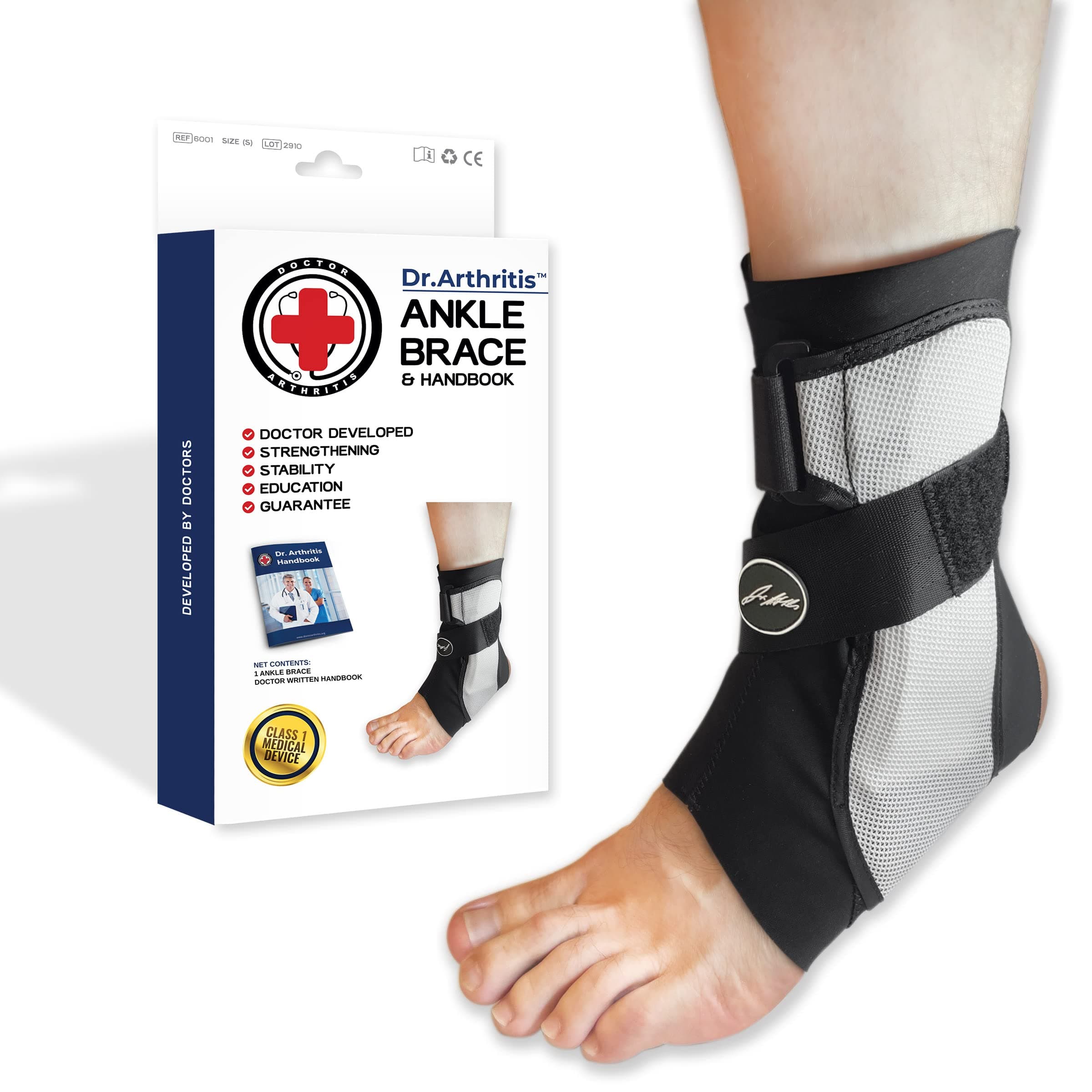 Dr. Arthritis Doctor Developed Ankle Brace for Sprained Ankle, Support Stabilizer Splint for Injured Foot – Foot Brace for Peroneal Tendonitis – Ankle Brace For Women with Men (M, Single)
