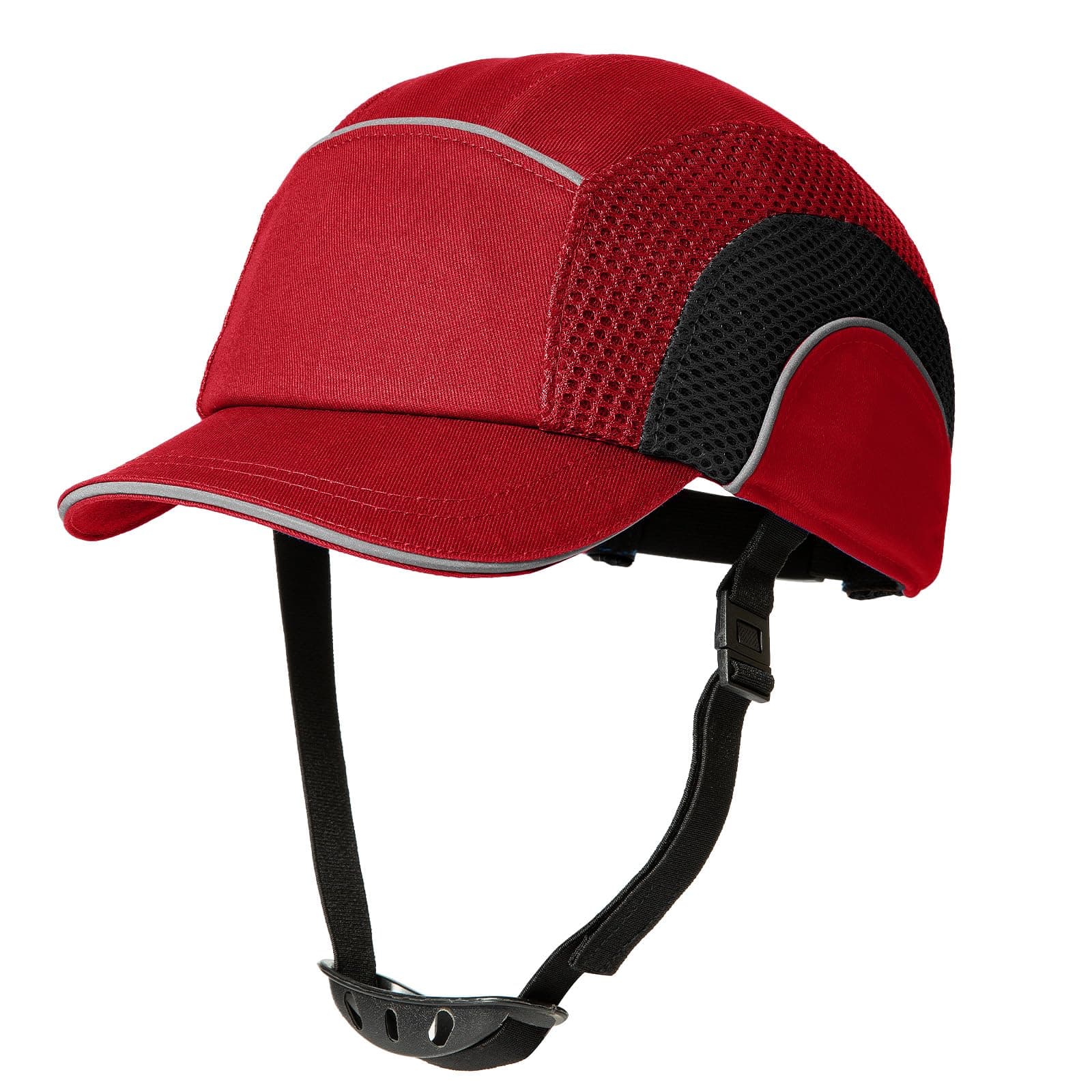 Safety Bump Cap Hat Unisex Baseball Cap Breathable Lightweight Hard Hats with Reflective Stripes and Chin Strap