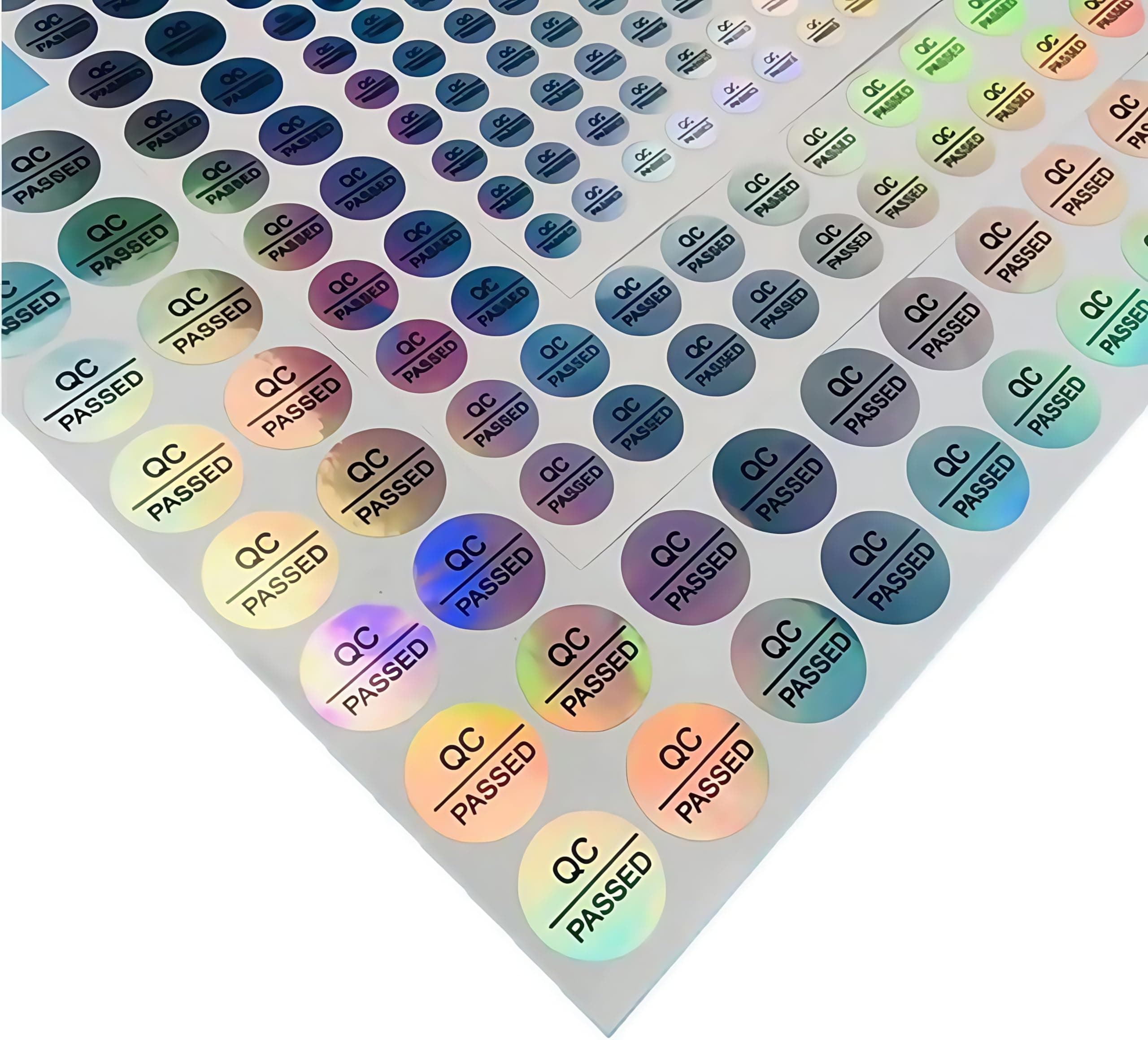 1080 PCS Silver QC Passed Stickers Size 0.39 Inch Round Shape Reflective Laser Waterproof Adhesive Labels for Warehouse Inventory Quality Control Checked Tested Pass Approval