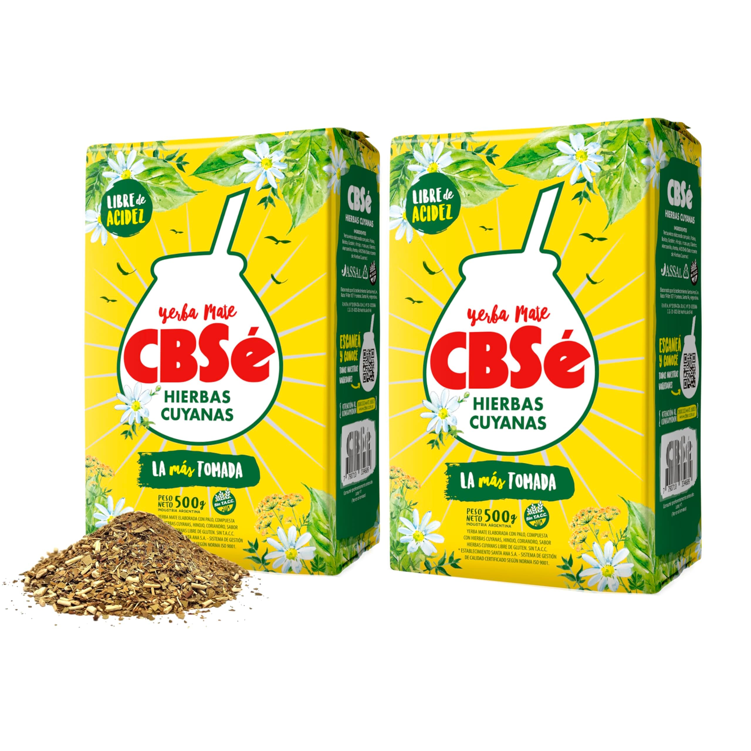 CBSé Yerba Mate Hierbas Cuyanas – Herbal Loose Leaf Yerba Mate Tea Blend, Naturally Caffeinated, Gluten-Free 1.1Lbs (2 Packs)