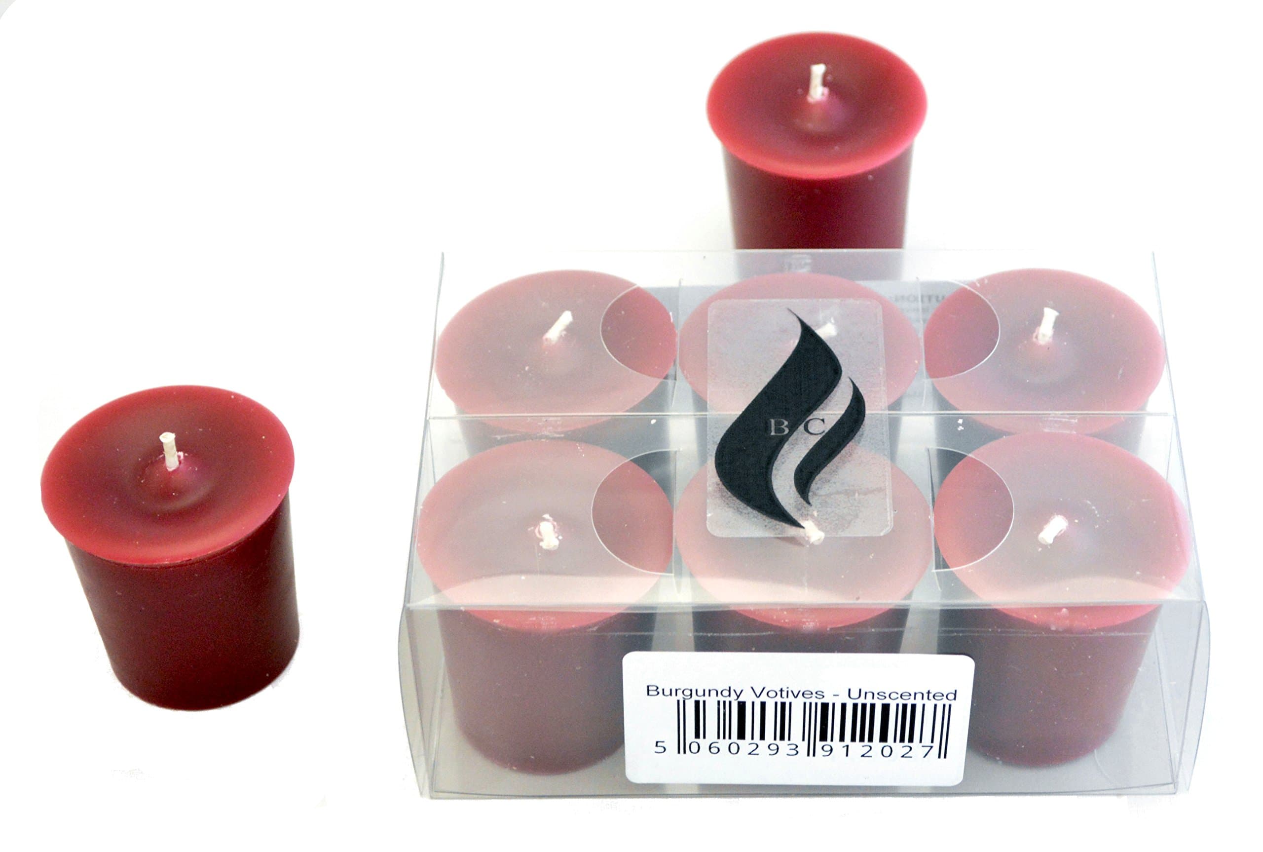 6 x Votive Candles - Unscented (Burgundy)