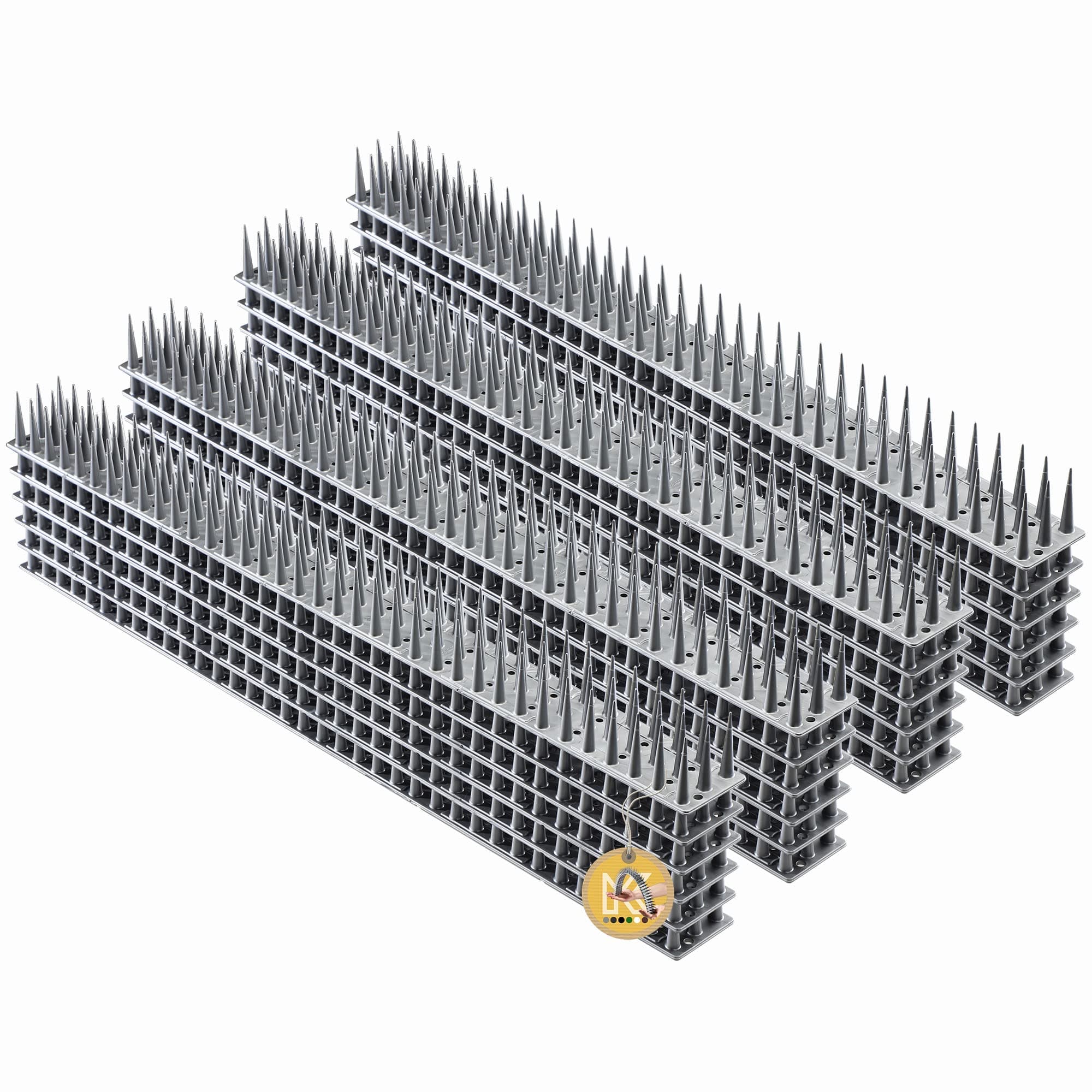 KADAX Plastic Bird Spikes, 51 x 4 x 3 cm, Wall Spikes, Fence Tops Spikes, Pigeon Repellent, Deterrent for Birds, Cats, Anti Climb Spikes, Squirrel Repellent (24, Silver)