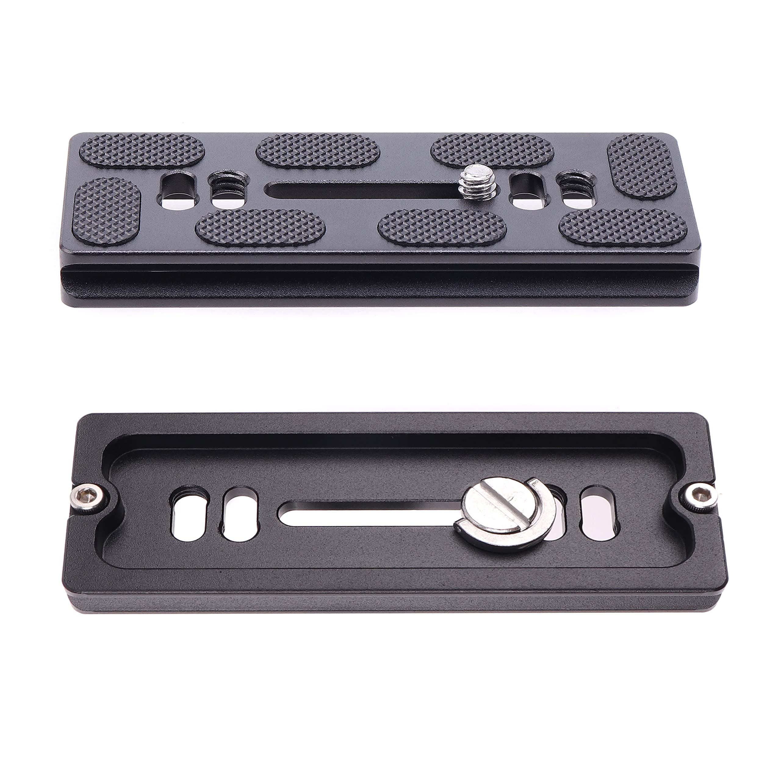 HersmayAluminium PU100 Camera Quick Release Plate with AS Standard 1/4 Inch Mounting Screw such as ARCA-Swiss/Kirk/Wimberley/Markins/Benro Quick Release Plates