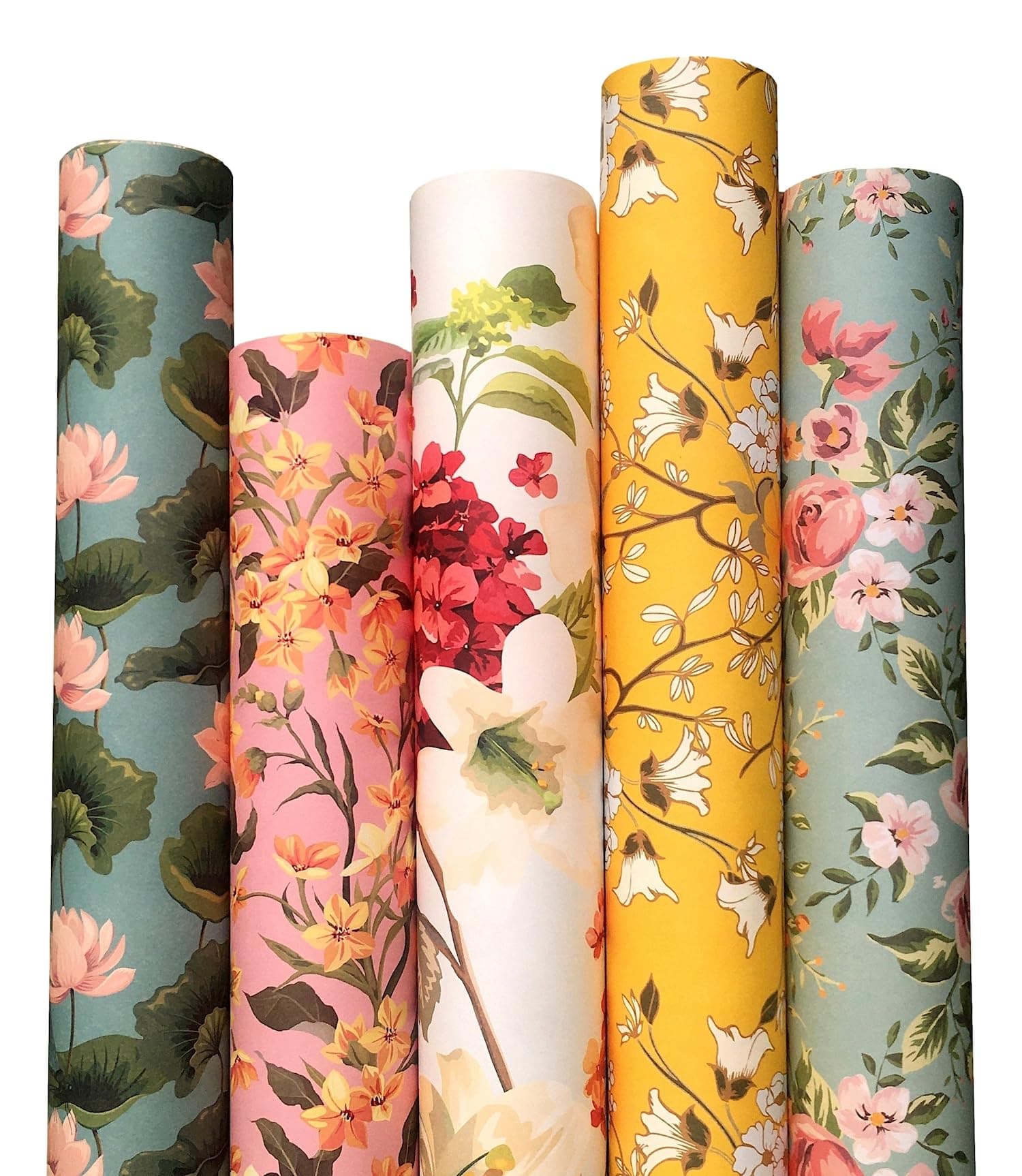 Aakar Pack of 5 Multicolor Floral Gift Wrapping Paper Sheets | 29 x 19 Inches | Matt Finish | 90 GSM Sheets | Ideal for Home Decor, Birthday, Wedding, Anniversary, Christmas & Festive Occasions