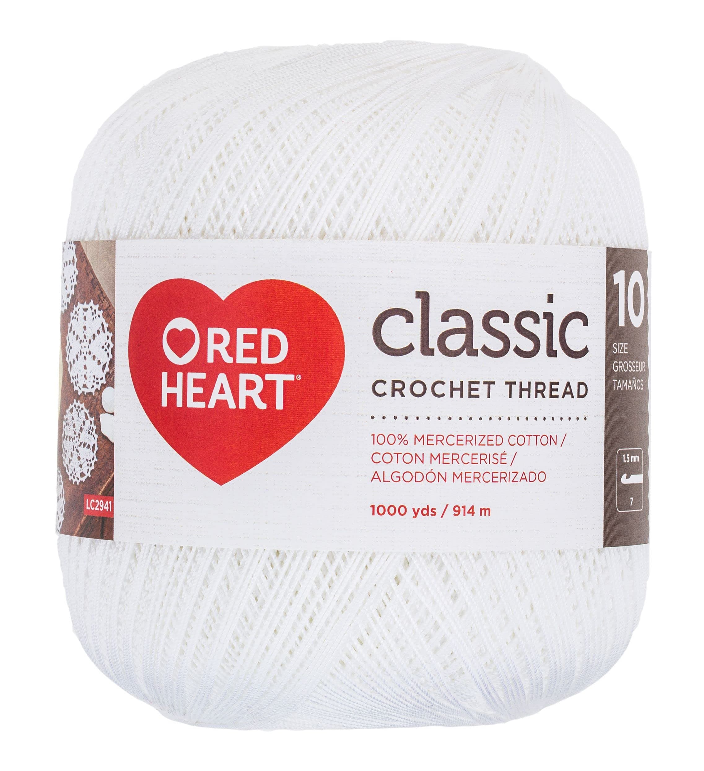 Red Heart Crochet Threads, 1000 Yards, White