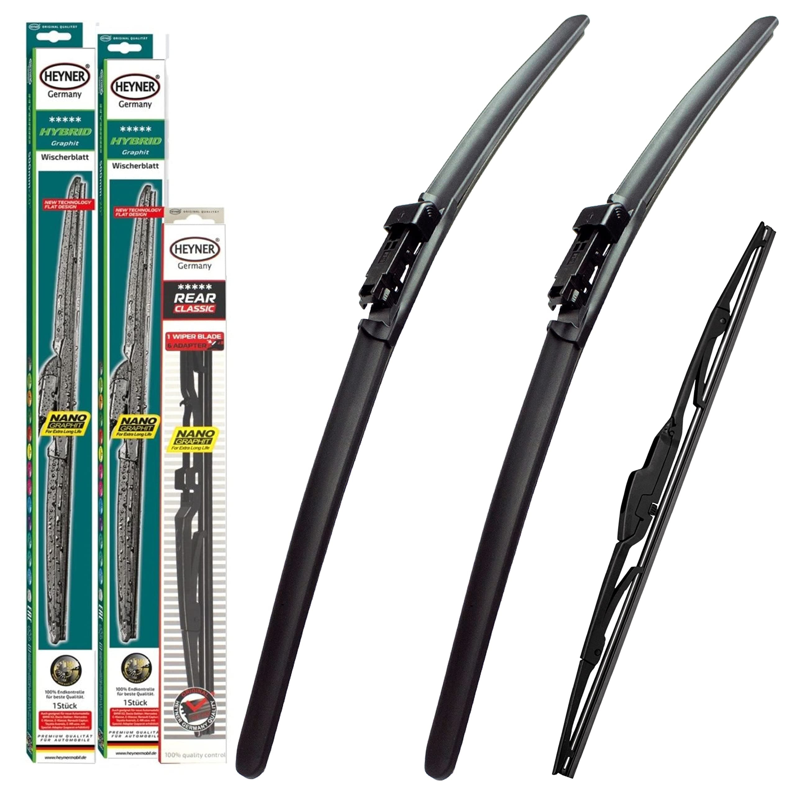 Heyner Wiper Blades Set Fits: Mercedes B-Class 2005-2011 Hybrid Wipers Front Rear HH2623PT10HRC