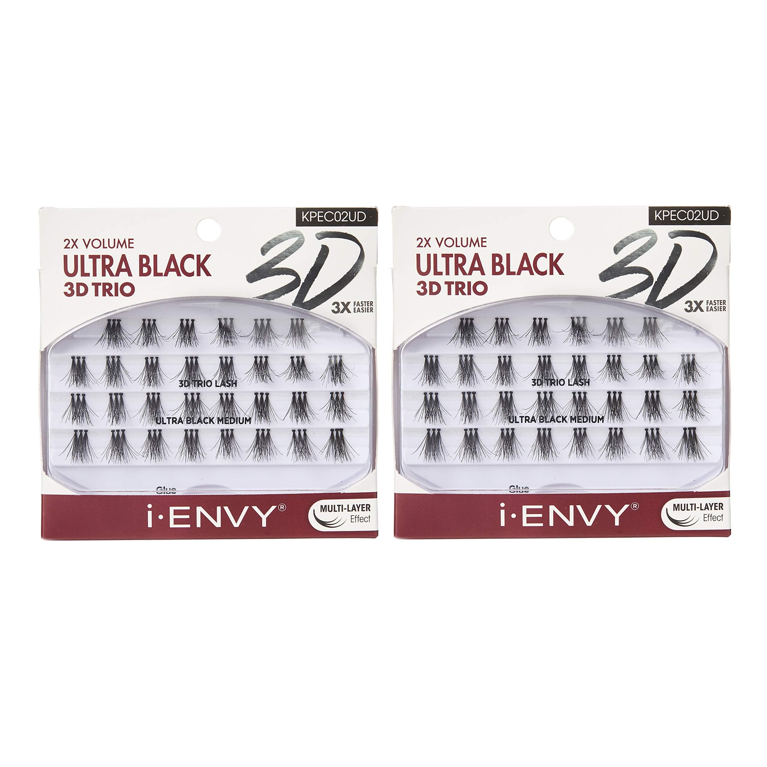 3D Trio Ultra Black Lash Medium Length (2 Pack) Natural Fluffy Effect